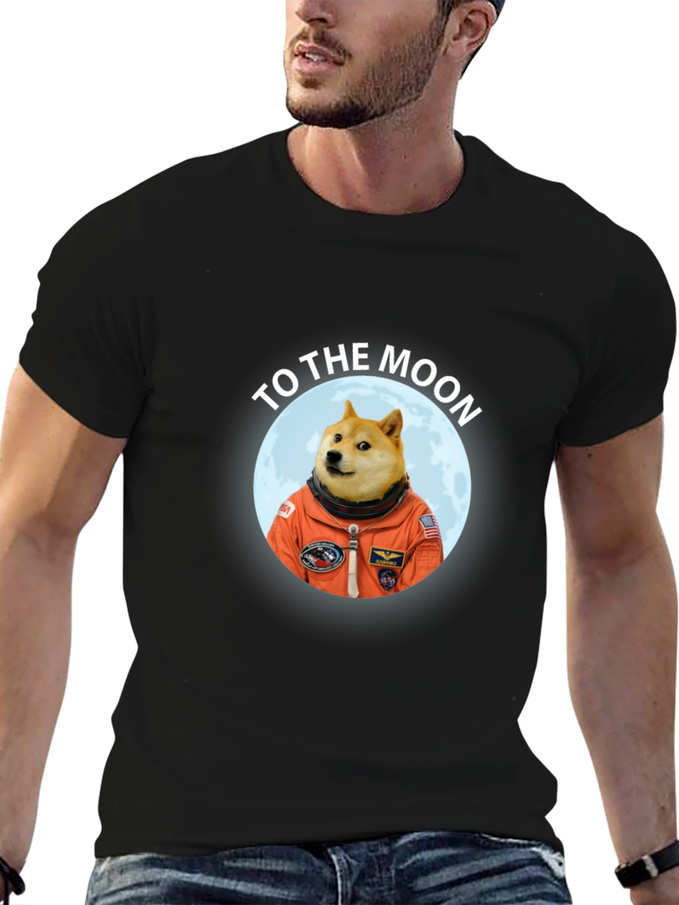 Doge to the Moon Black T-Shirt