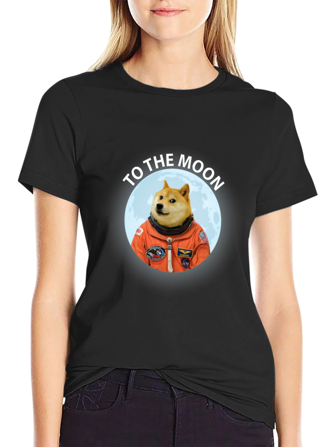 Doge to the Moon Black T-Shirt