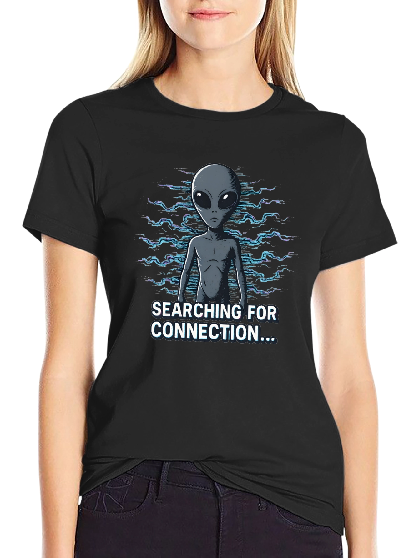 Alien Connection Graphic Tee - Black Cotton Blend