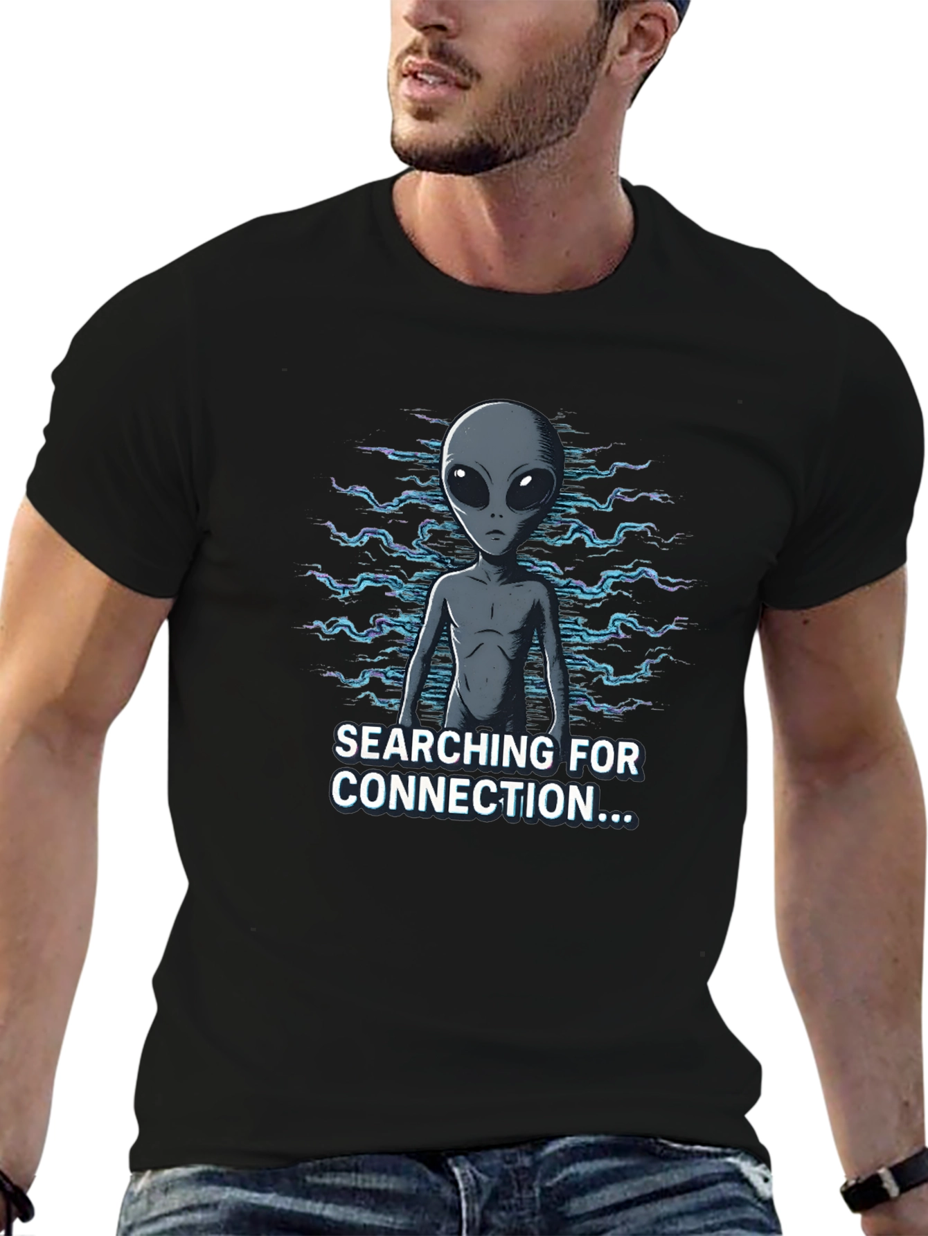 Alien Connection Graphic Tee - Black Cotton Blend