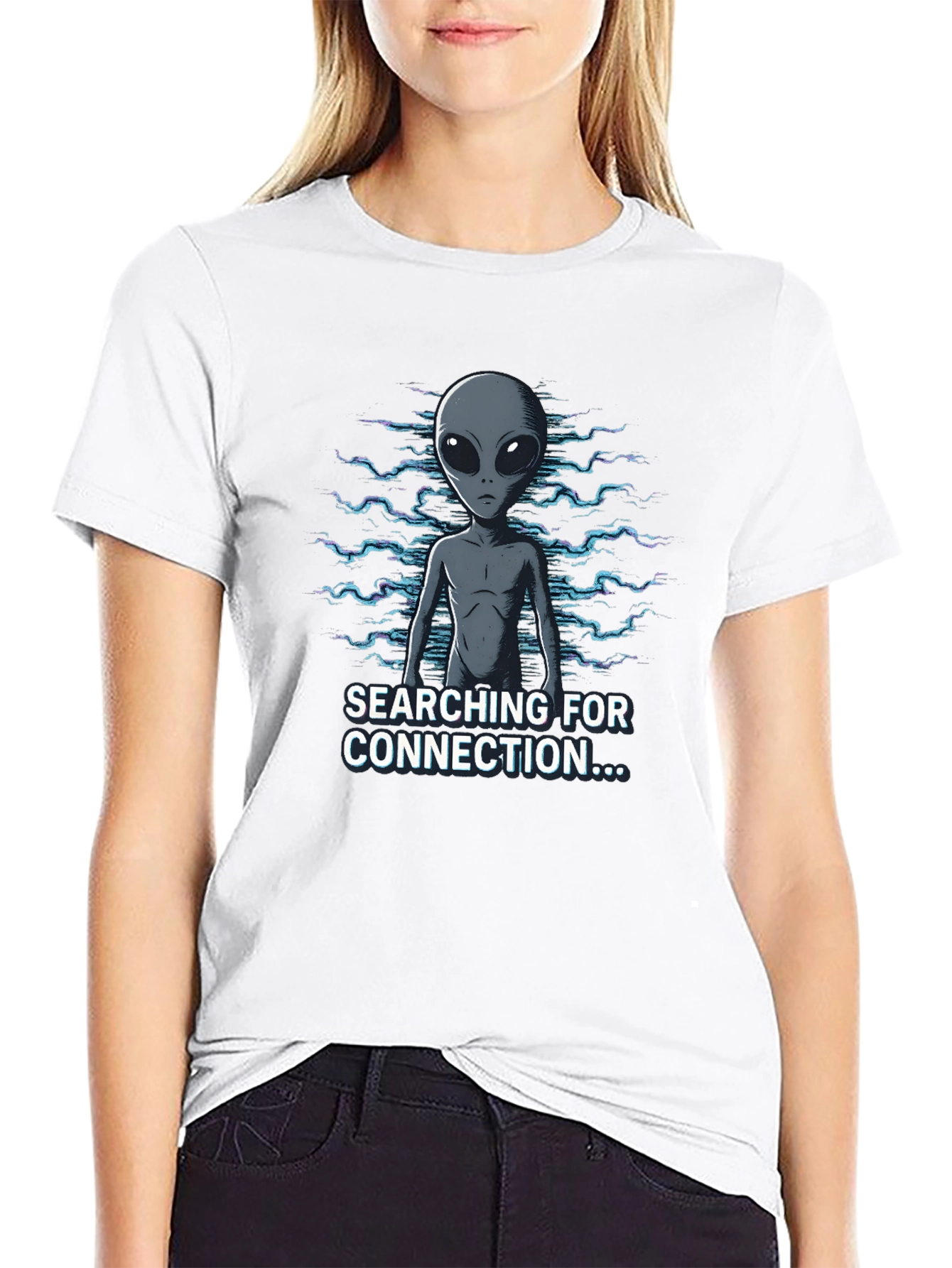 Alien Connection Graphic Tee - Black Cotton Blend