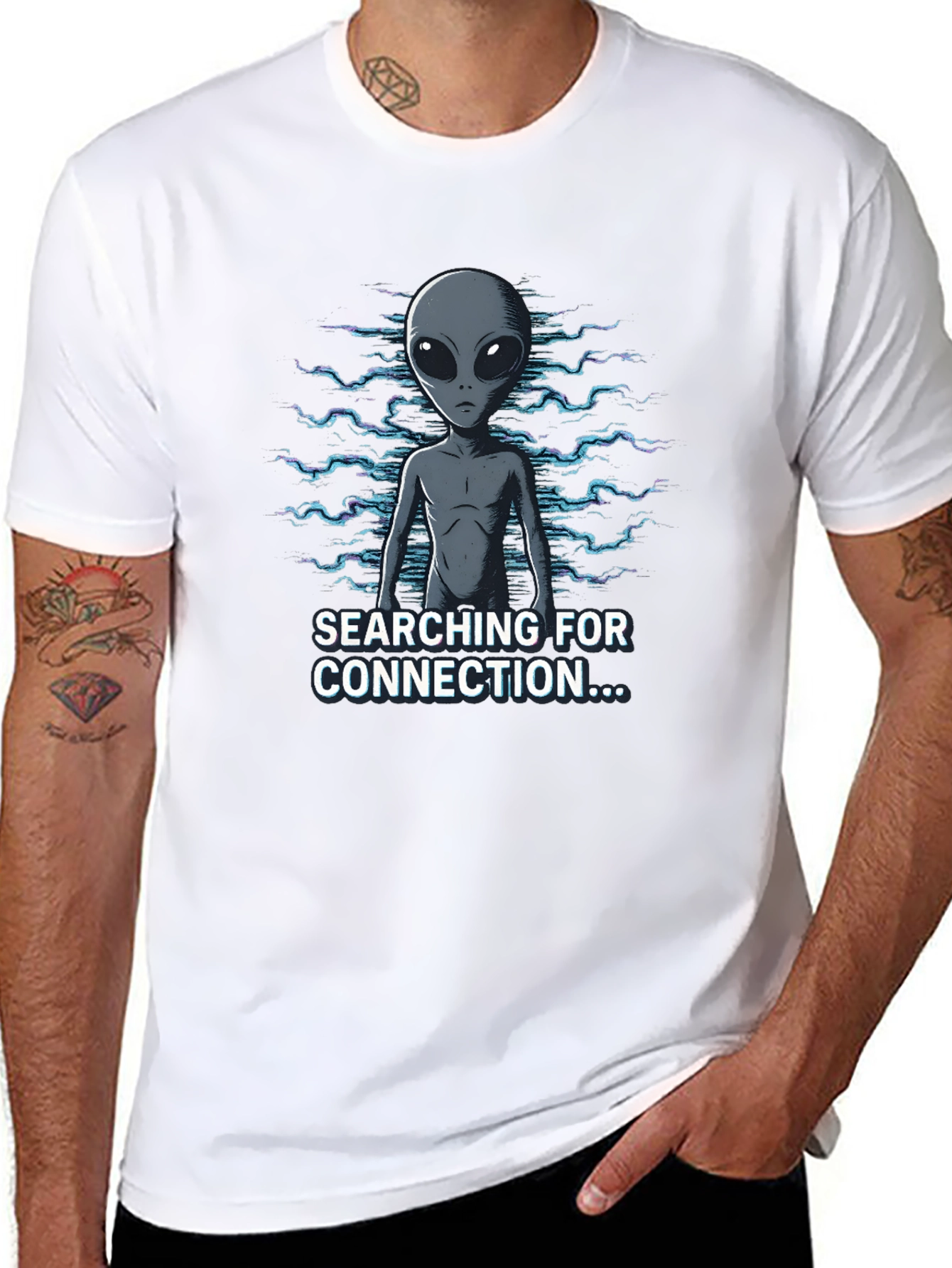 Alien Connection Graphic Tee - Black Cotton Blend