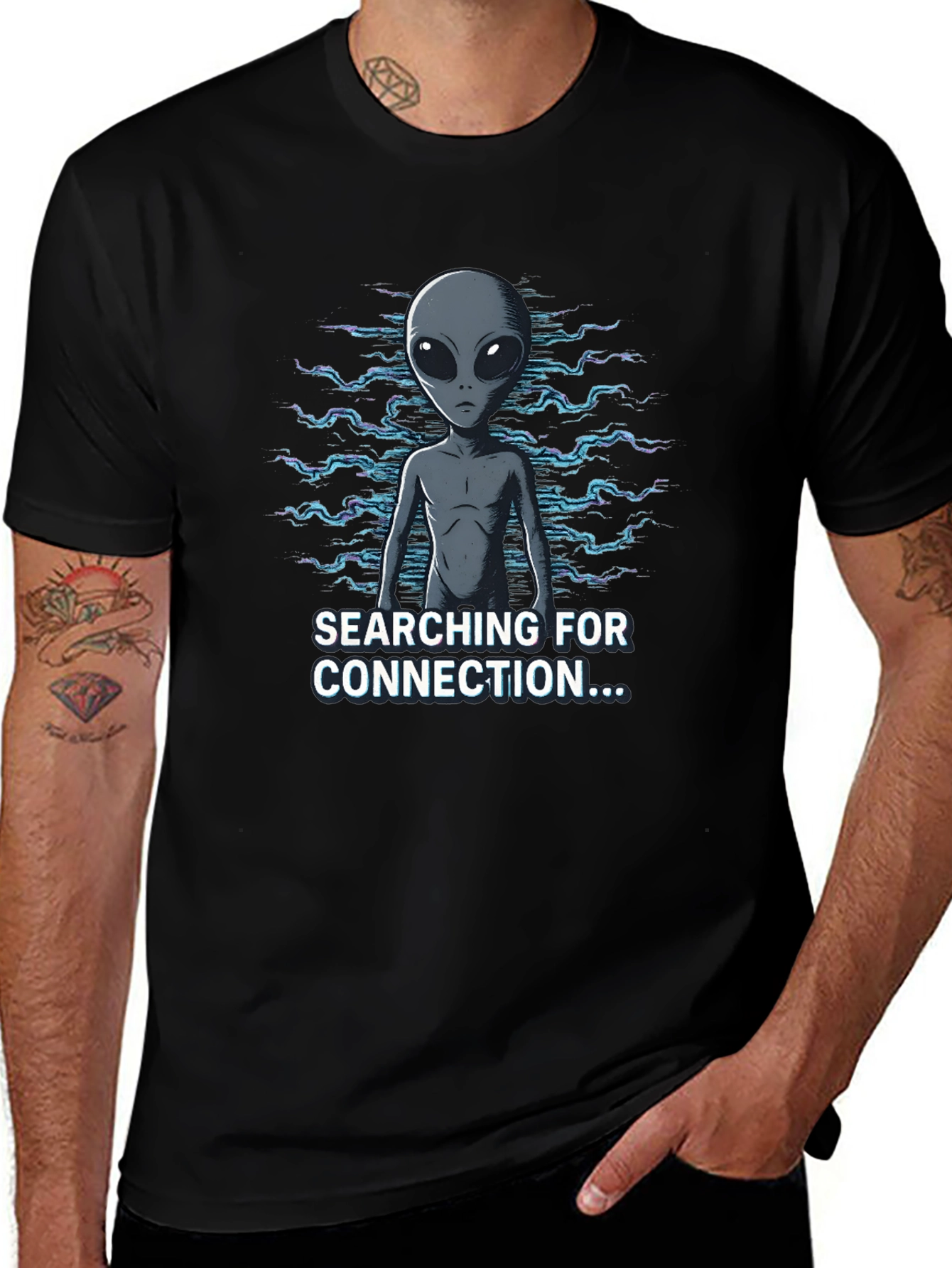 Alien Connection Graphic Tee - Black Cotton Blend