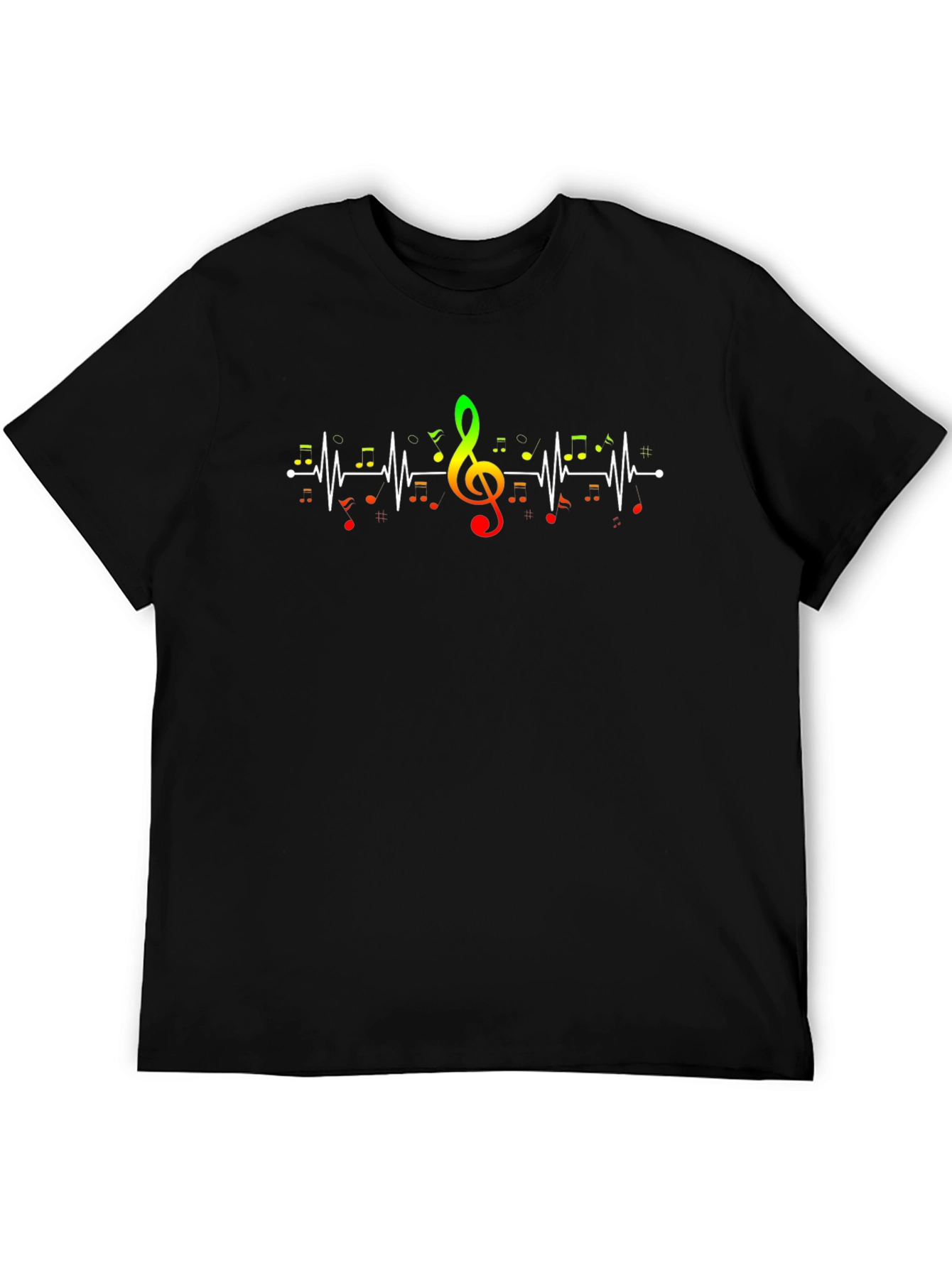 Musical Heartbeat T-Shirt - Black Crew Neck Tee