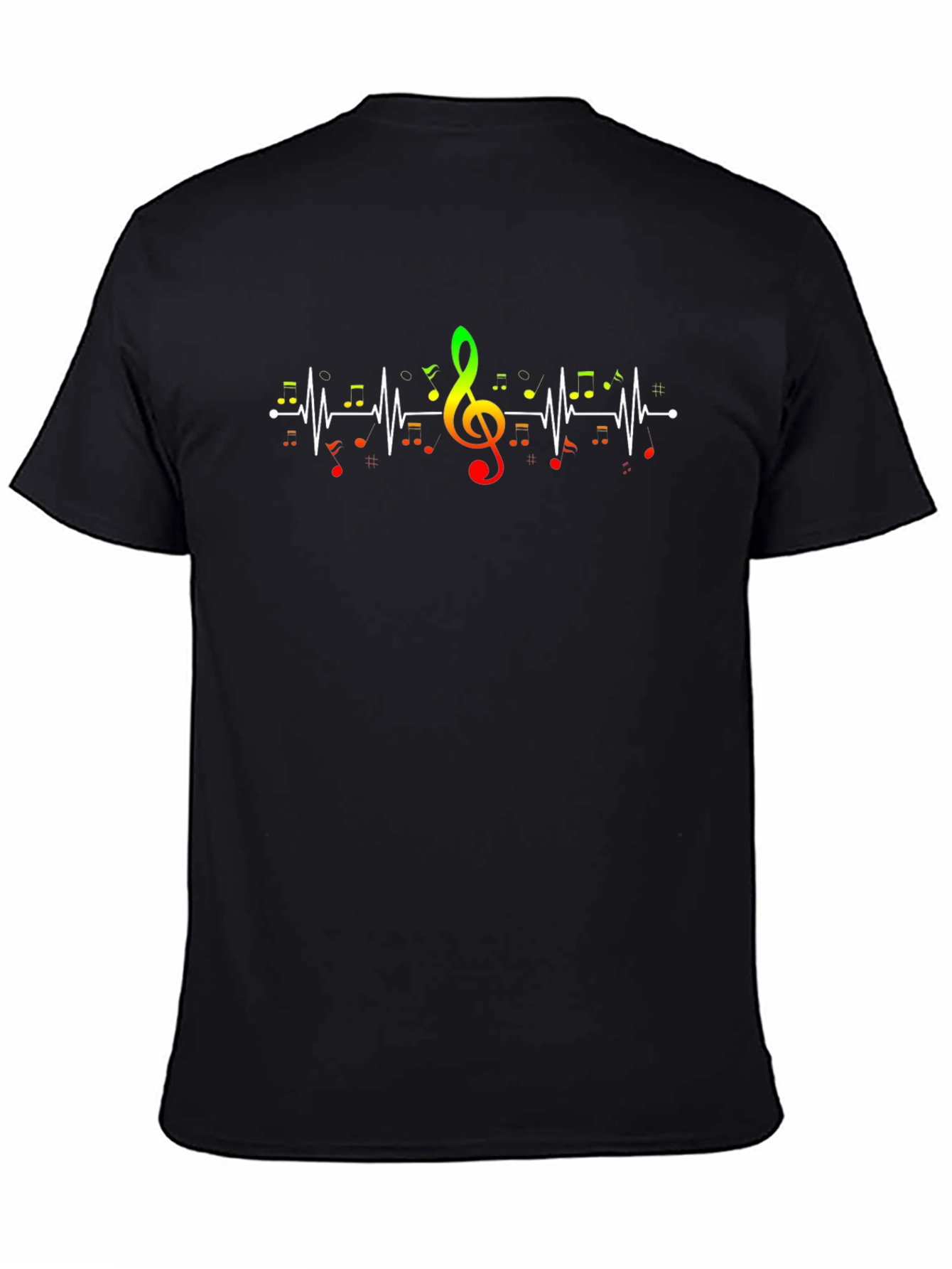 Musical Heartbeat T-Shirt - Black Crew Neck Tee
