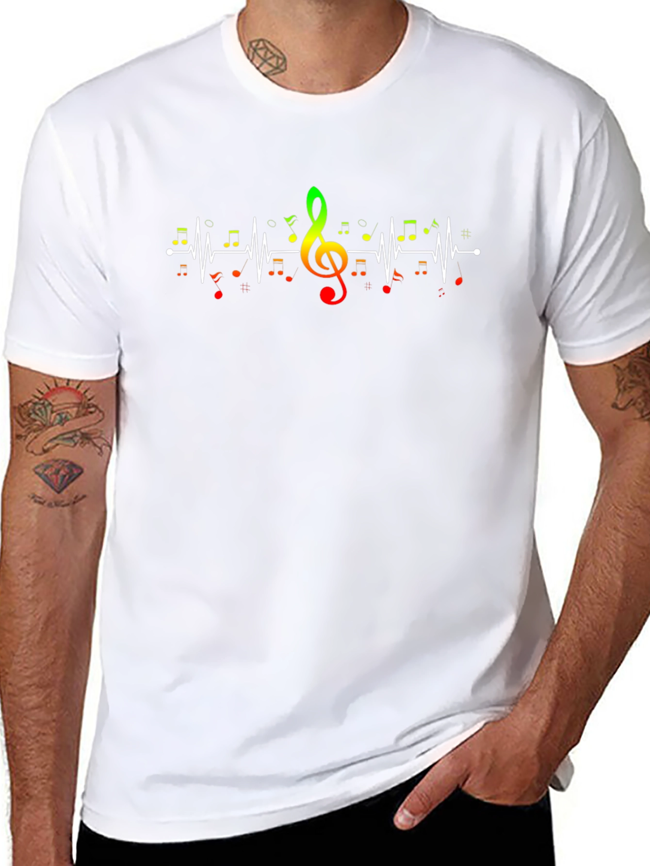 Musical Heartbeat T-Shirt - Black Crew Neck Tee