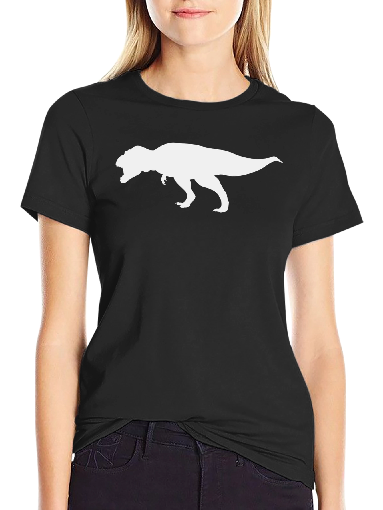 T-Rex Silhouette Black Cotton Graphic Tee