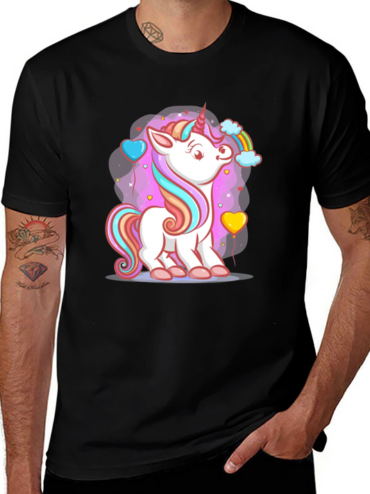 Unicorn Graphic Tee - Black Cotton T-Shirt