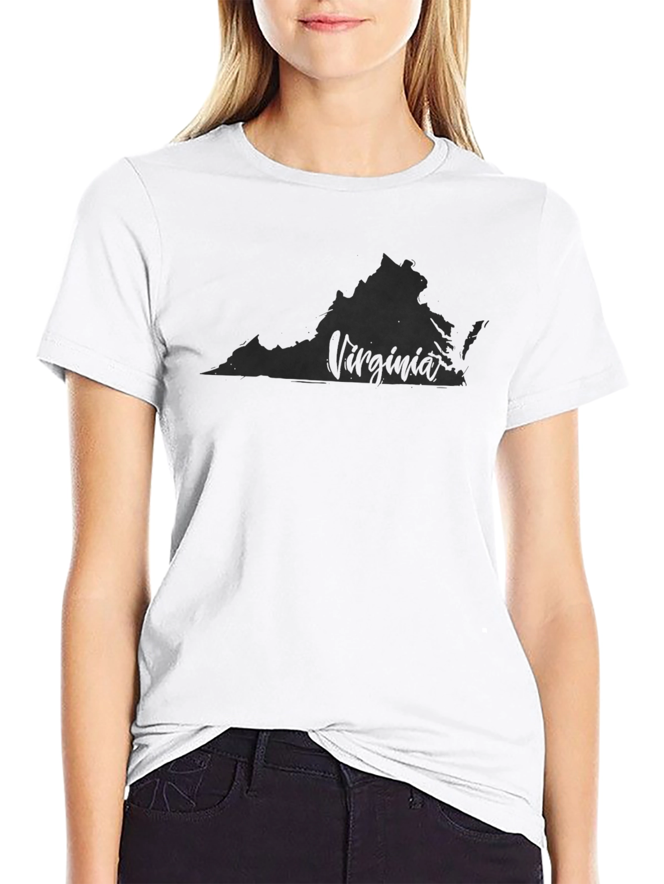 Virginia State Outline Graphic Black T-Shirt