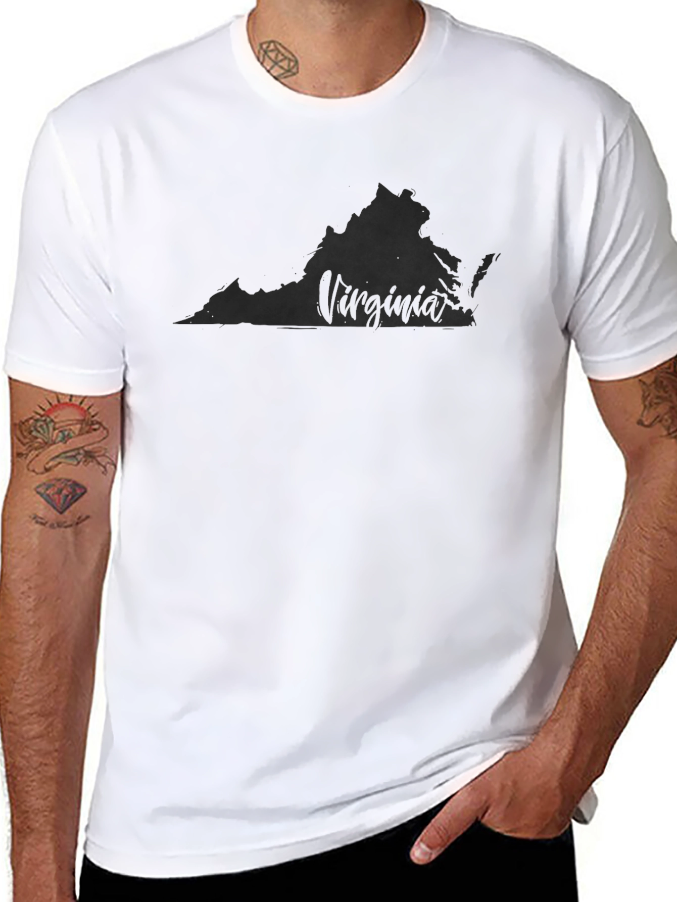 Virginia State Outline Graphic Black T-Shirt