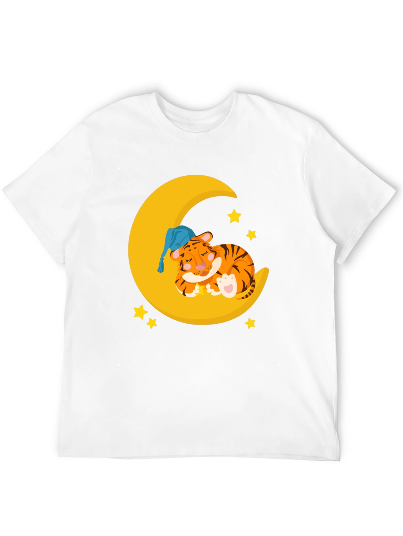 Cute Sleeping Tiger on Moon Graphic T-Shirt