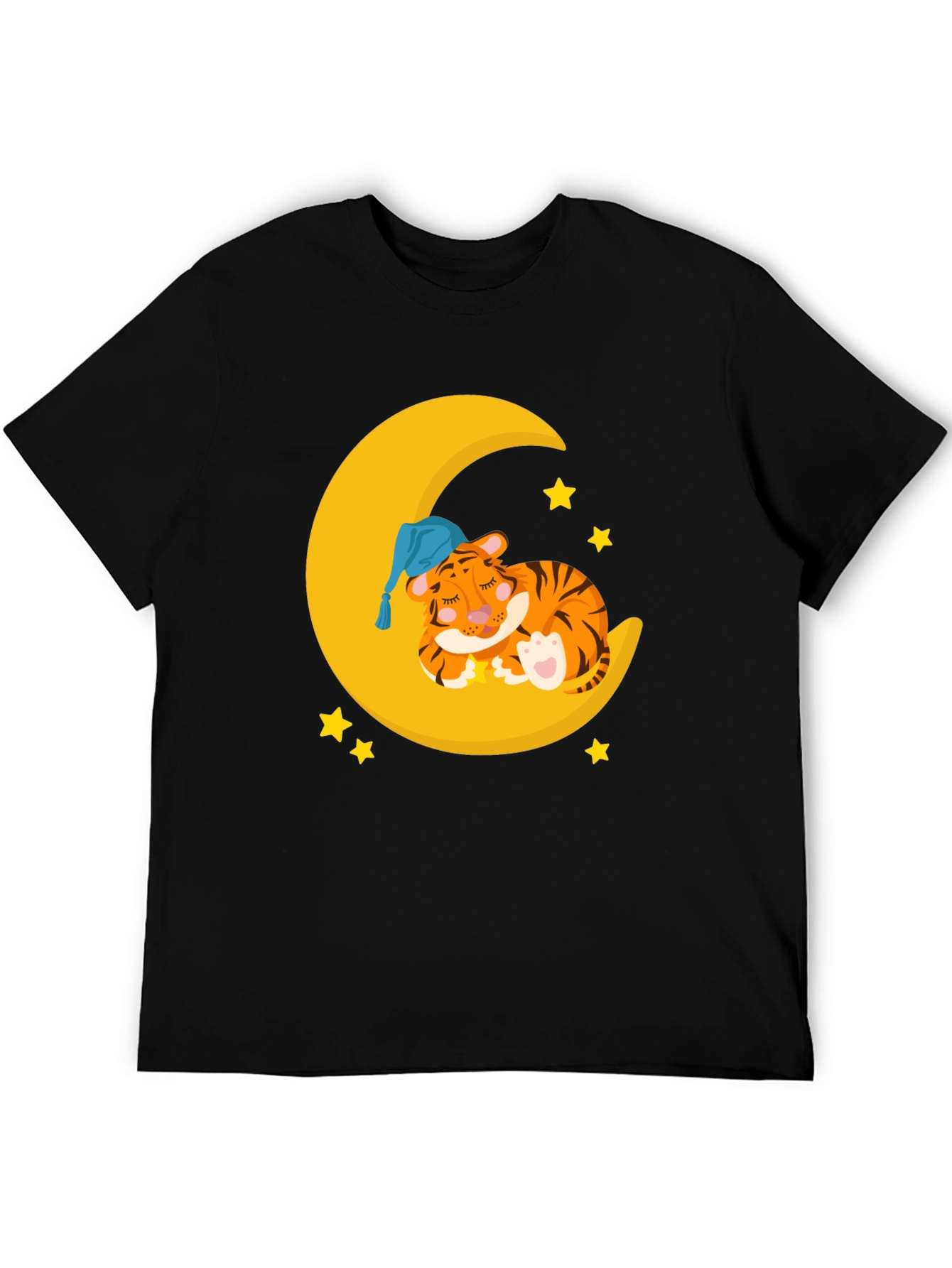 Cute Sleeping Tiger on Moon Graphic T-Shirt