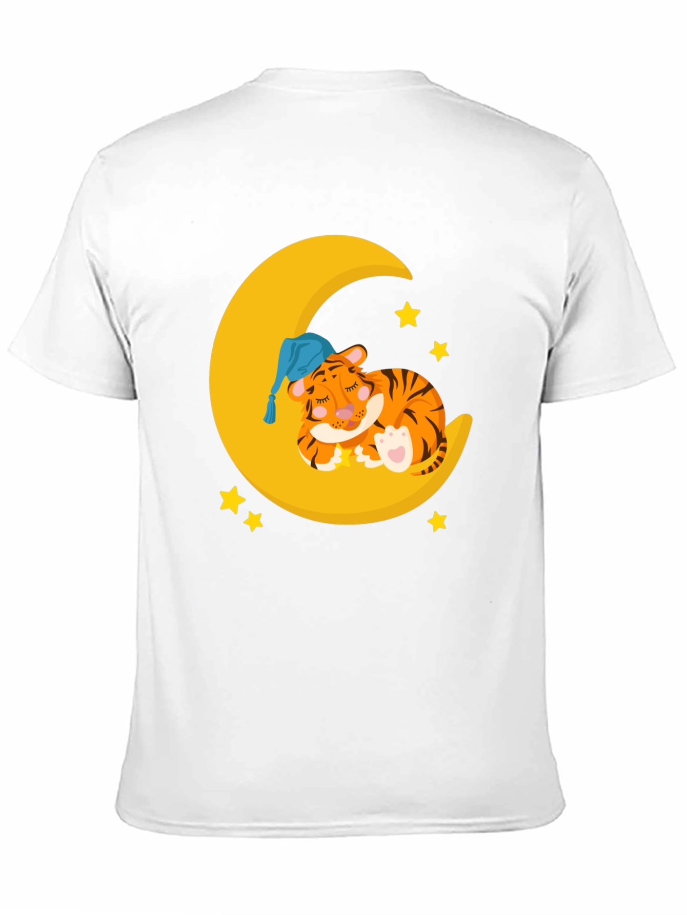 Cute Sleeping Tiger on Moon Graphic T-Shirt