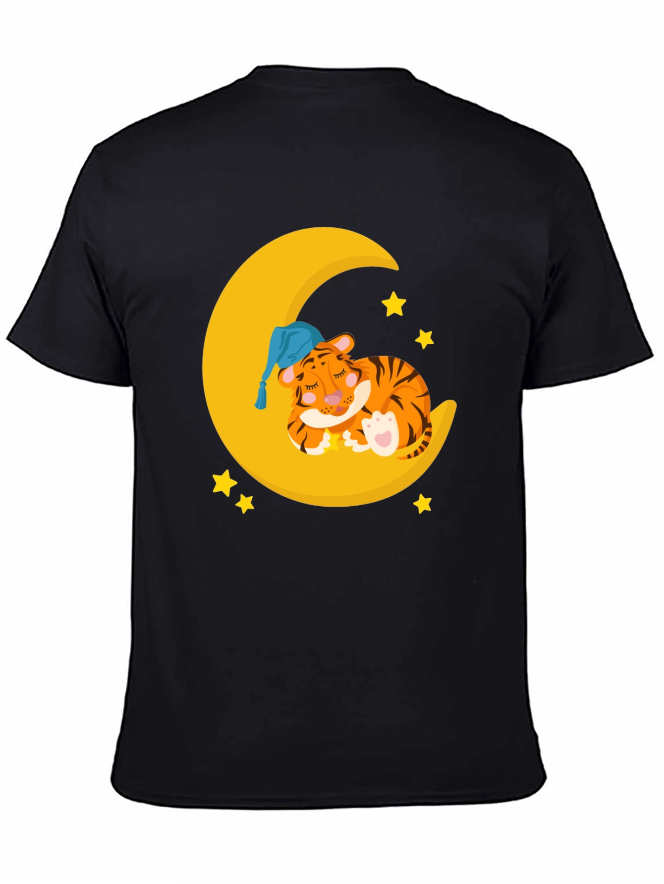 Cute Sleeping Tiger on Moon Graphic T-Shirt