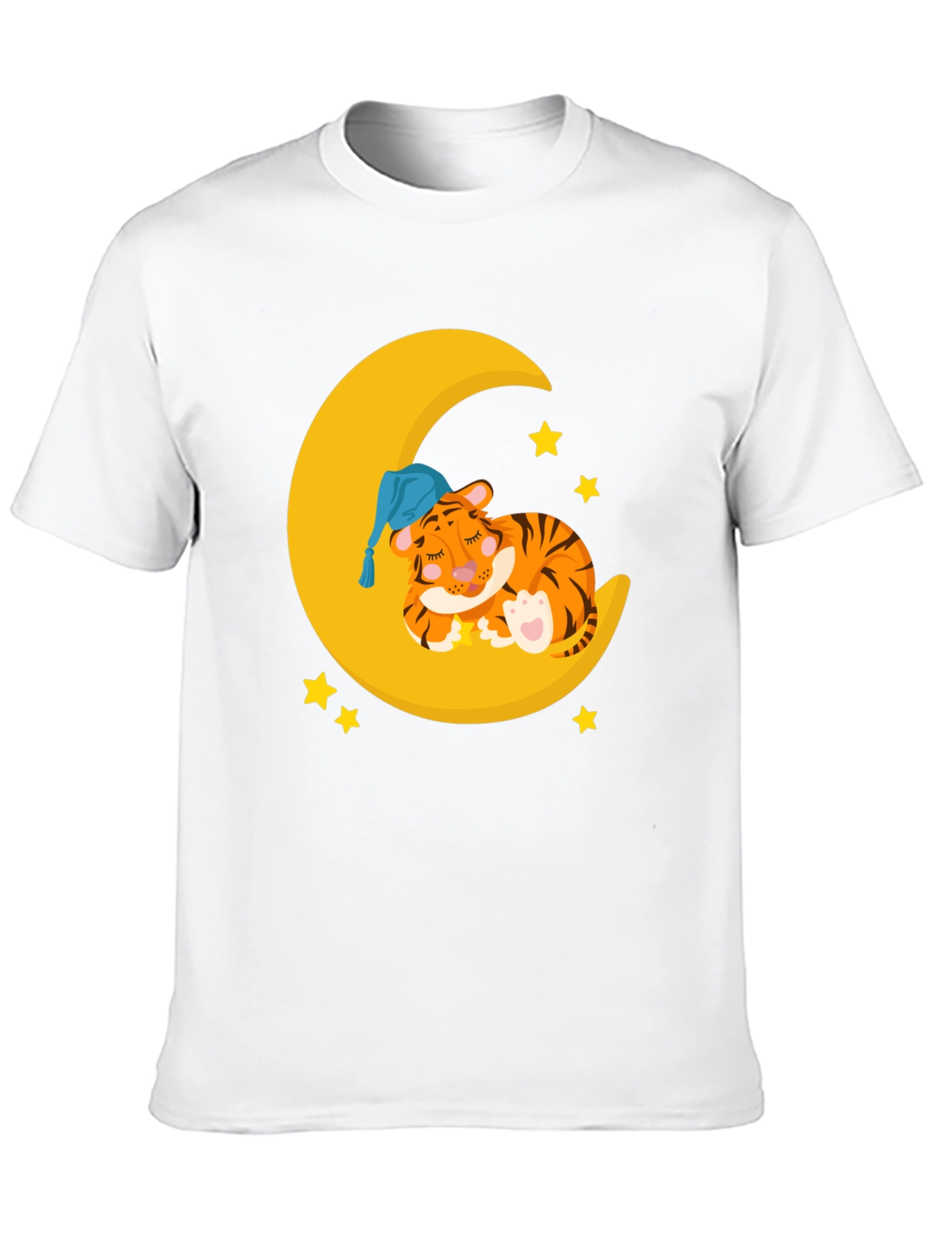 Cute Sleeping Tiger on Moon Graphic T-Shirt