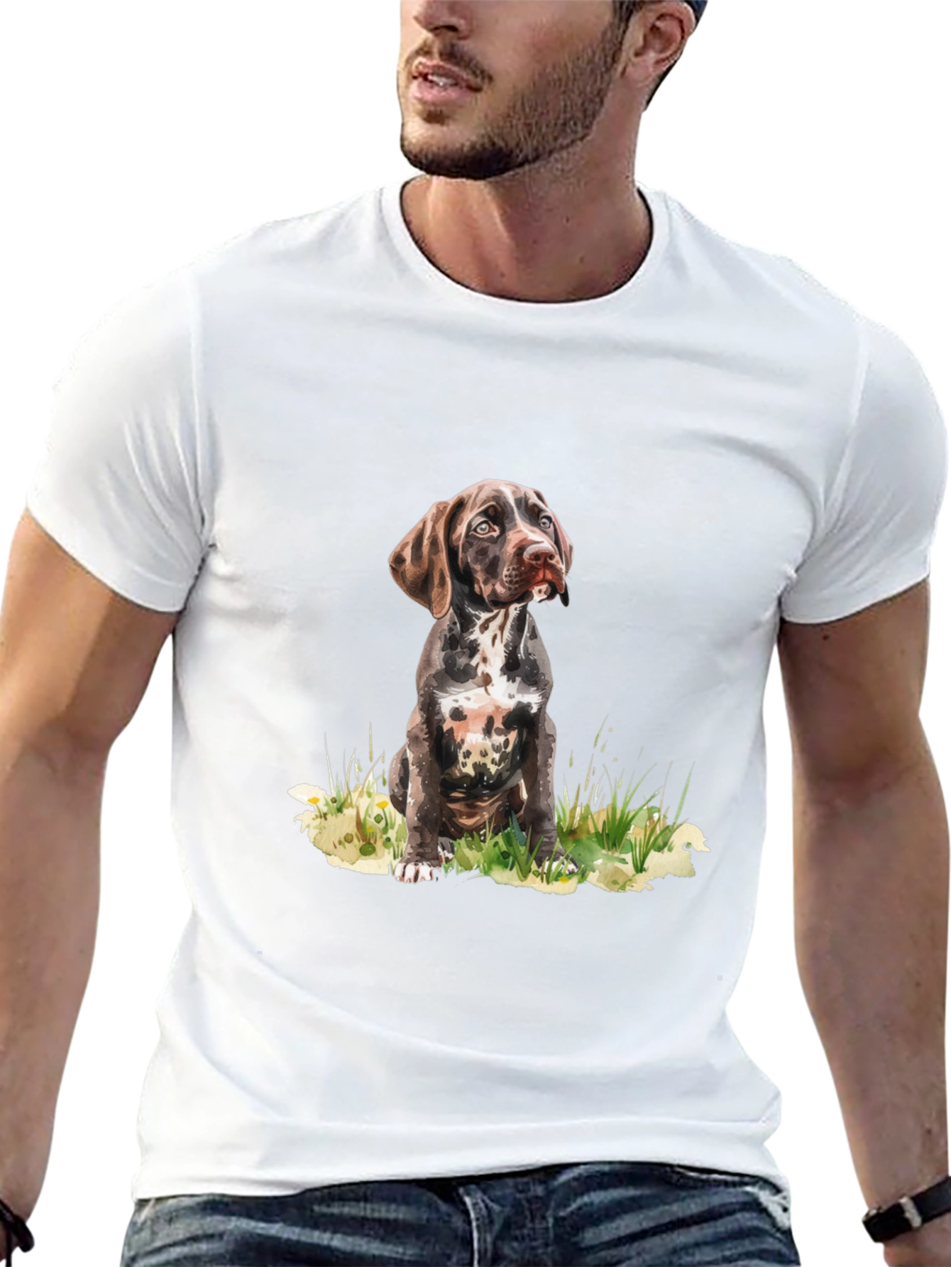 Dog Portrait Graphic Tee - Casual Style