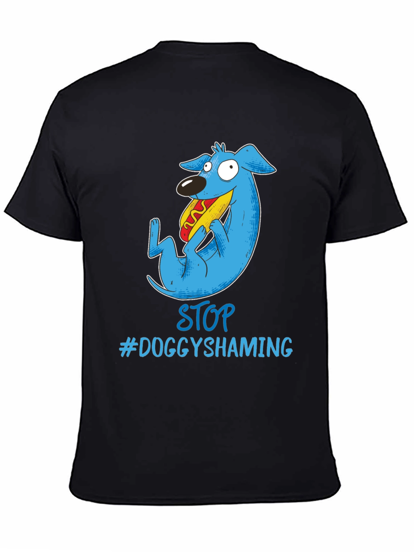 Stop Doggy Shaming T-Shirt Dog Eating Hotdog Tee
