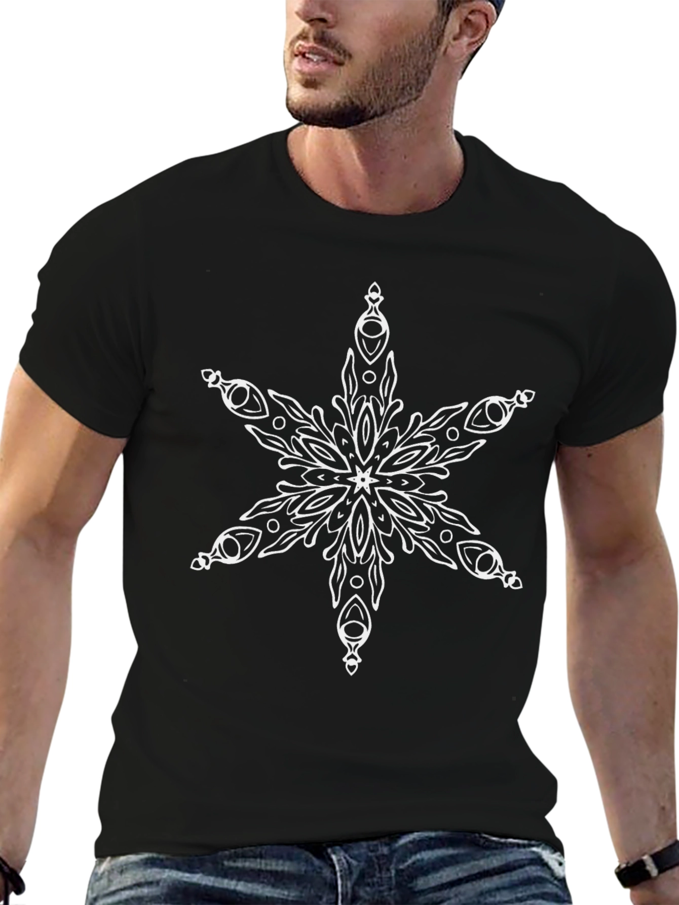 Snowflake Graphic Black T-Shirt