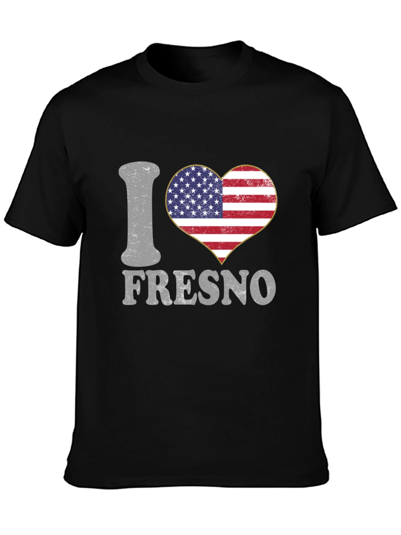I Love Fresno American Flag Heart T-Shirt