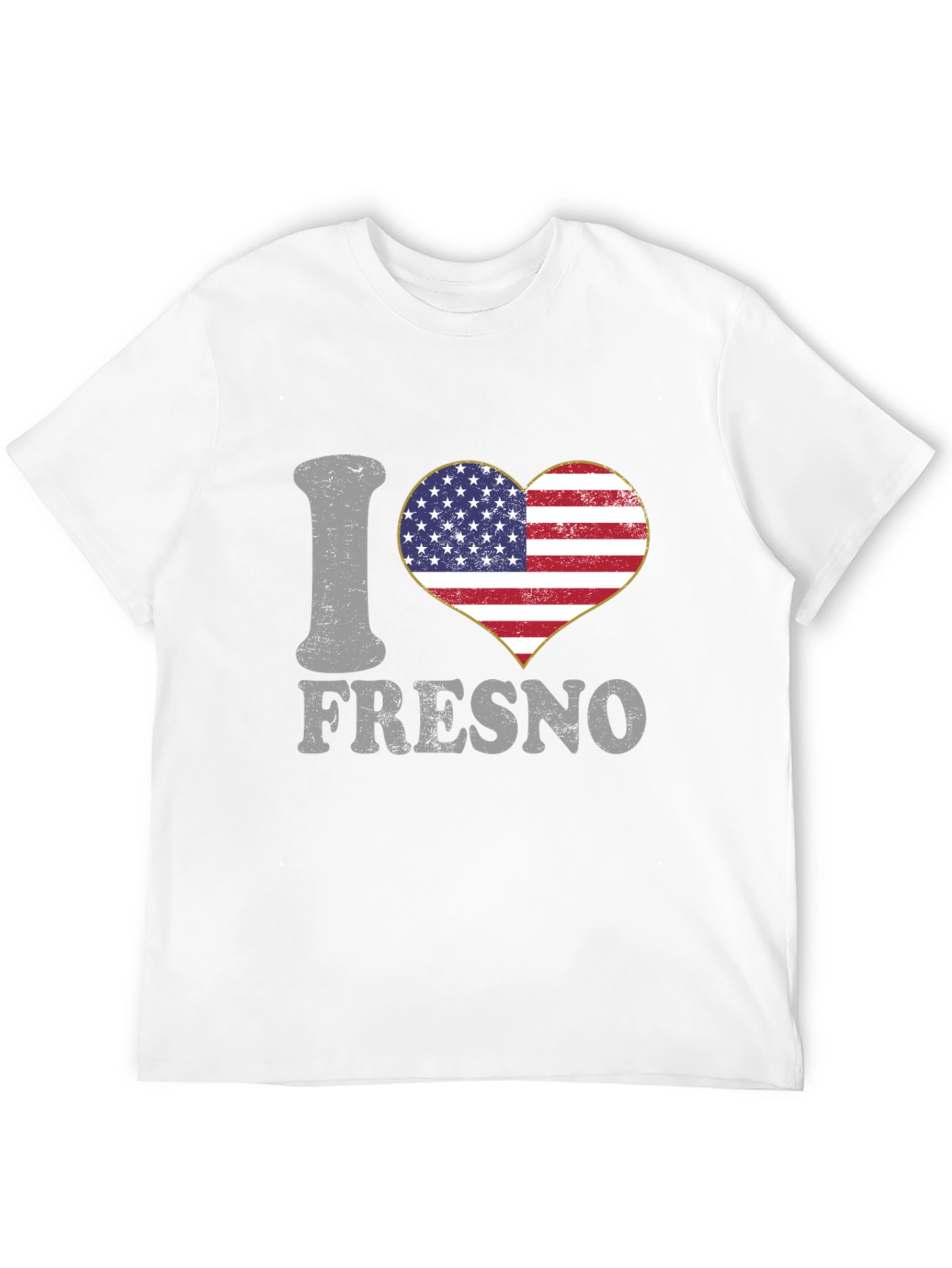 I Love Fresno American Flag Heart T-Shirt