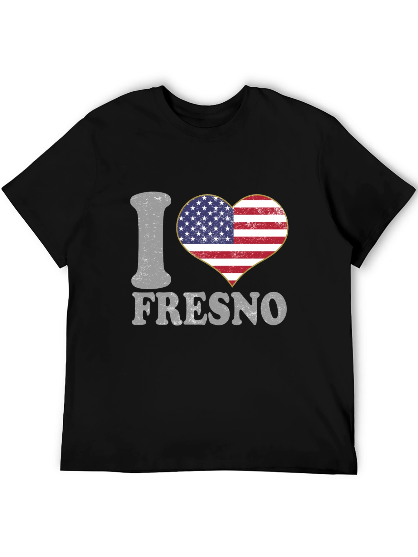 I Love Fresno American Flag Heart T-Shirt
