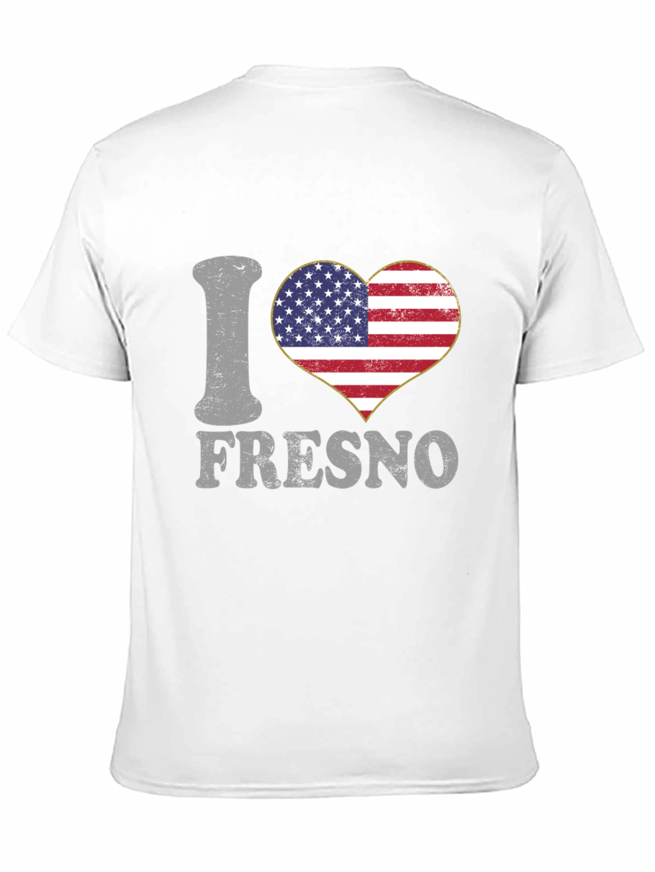 I Love Fresno American Flag Heart T-Shirt