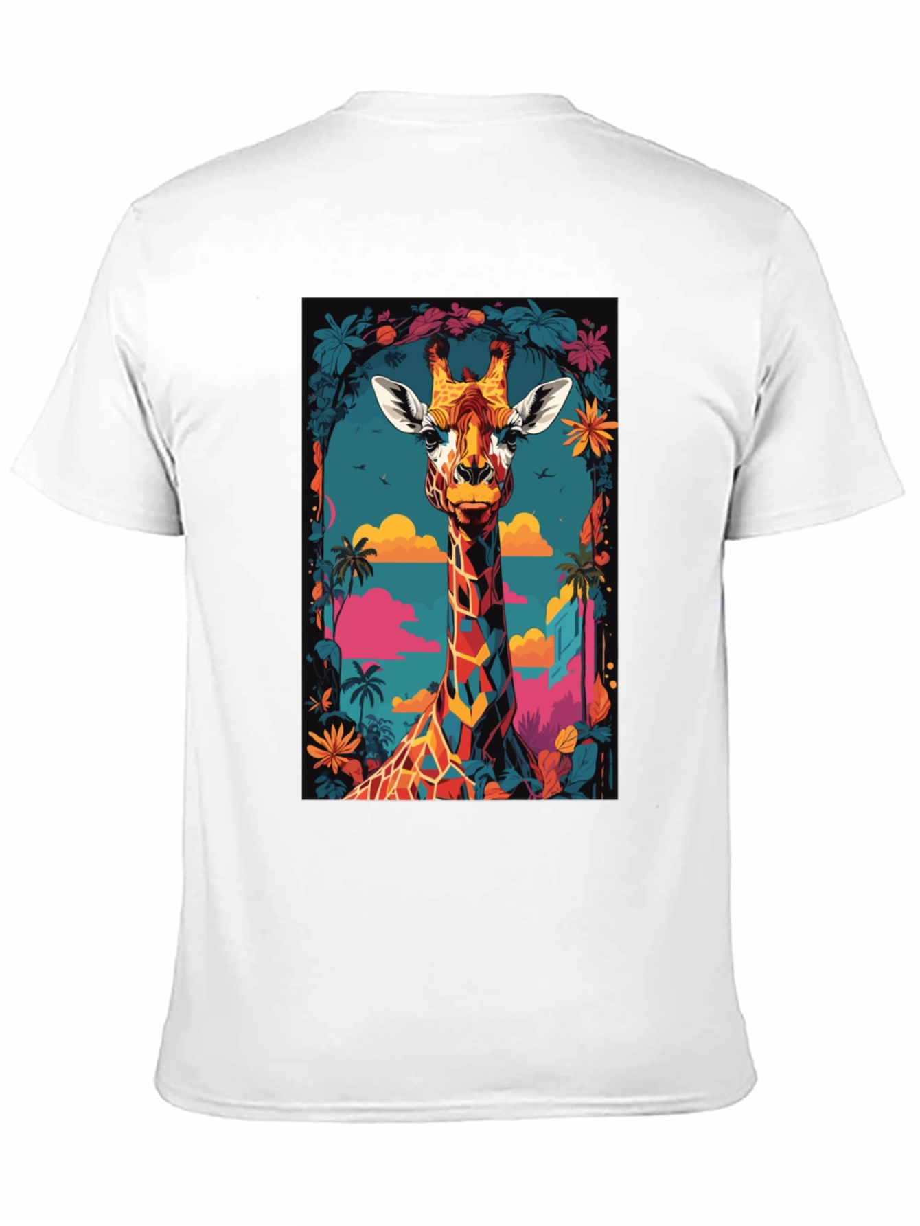Cool Giraffe Graphic Print Black T-Shirt