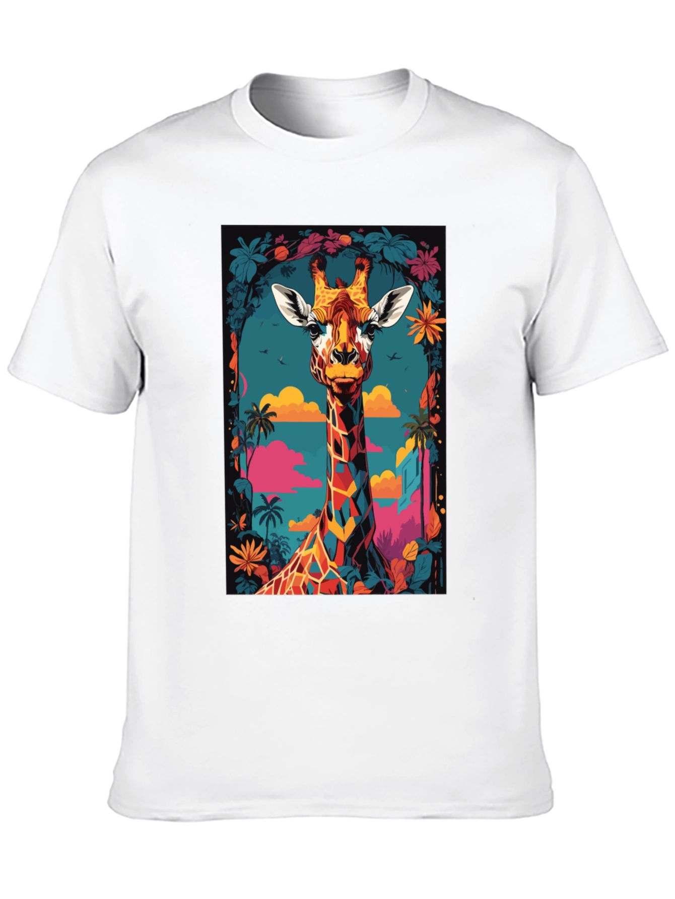 Cool Giraffe Graphic Print Black T-Shirt