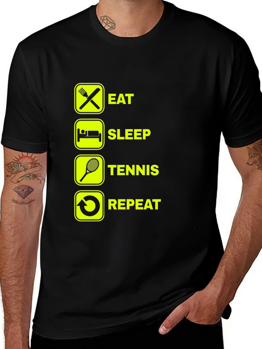 Eat Sleep Tennis Repeat Black T-Shirt