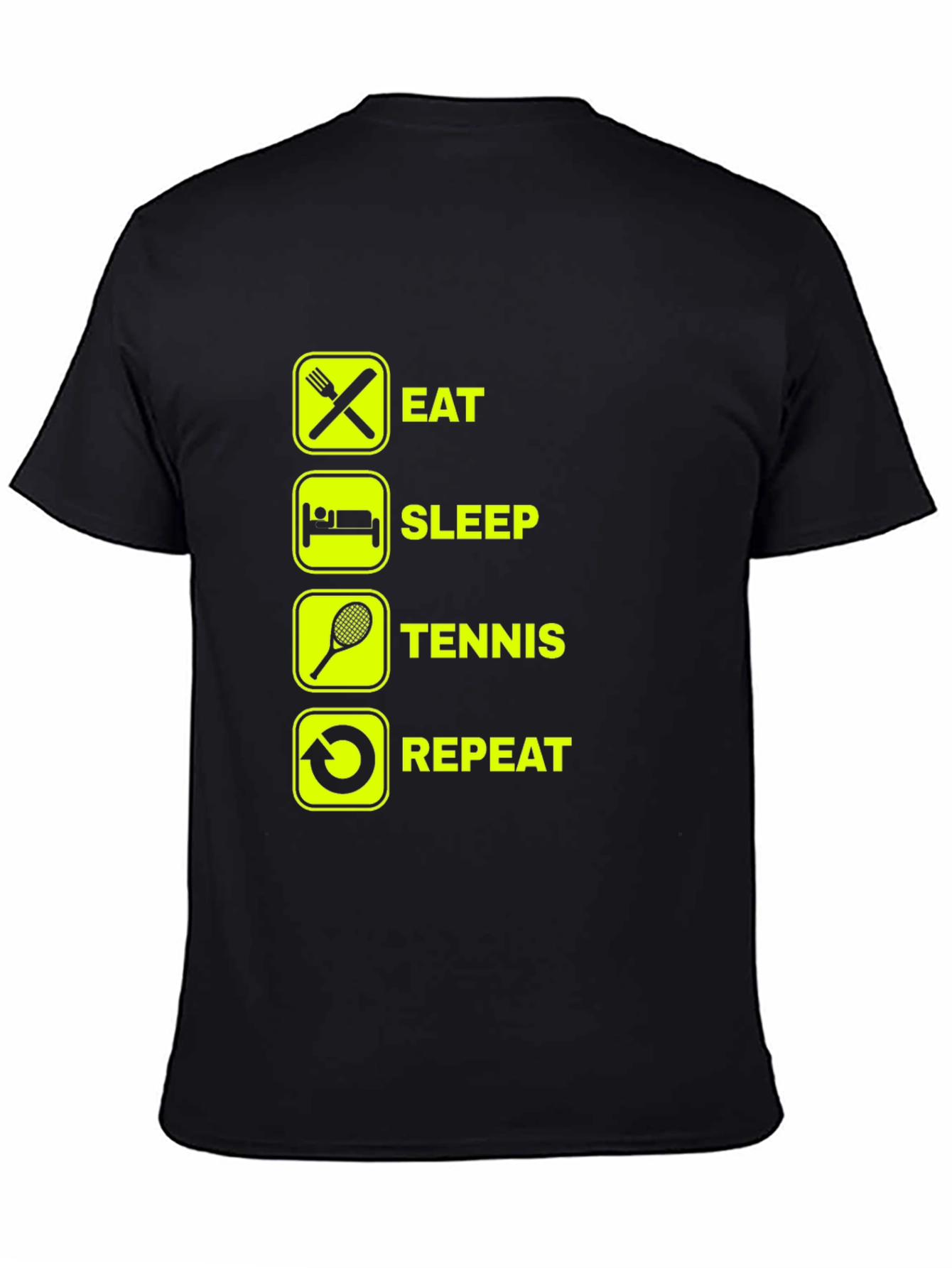 Eat Sleep Tennis Repeat Black T-Shirt