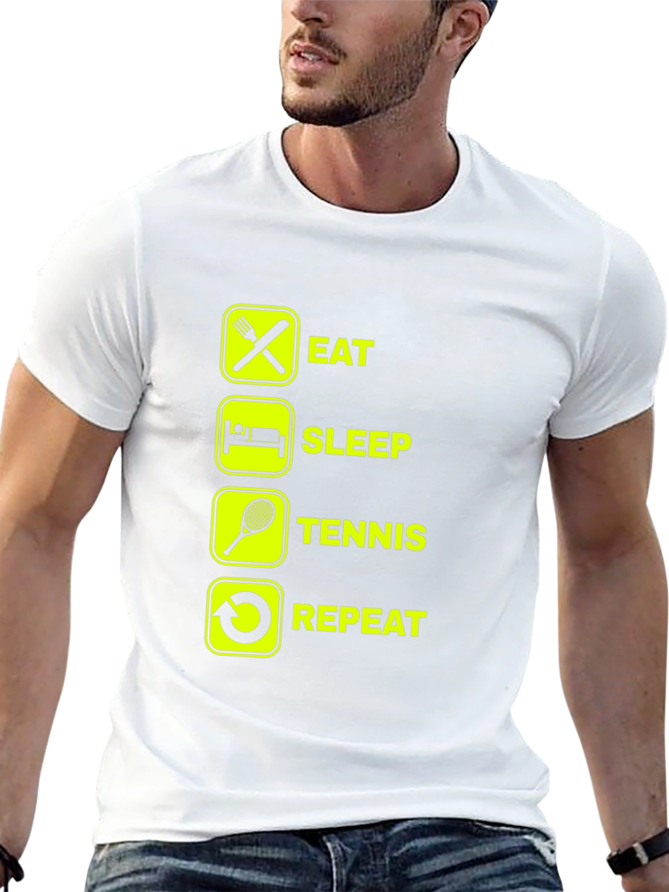 Eat Sleep Tennis Repeat Black T-Shirt