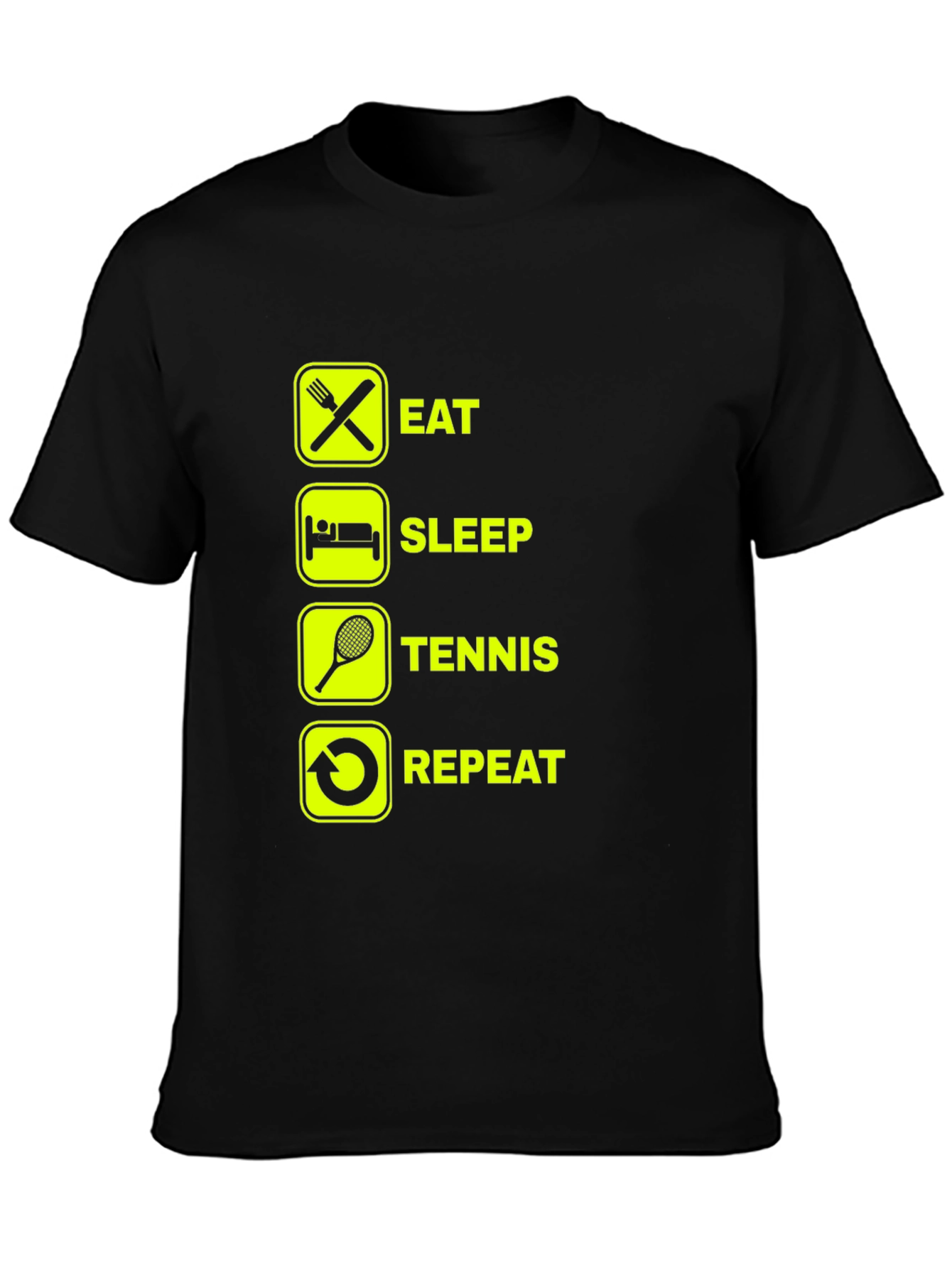 Eat Sleep Tennis Repeat Black T-Shirt