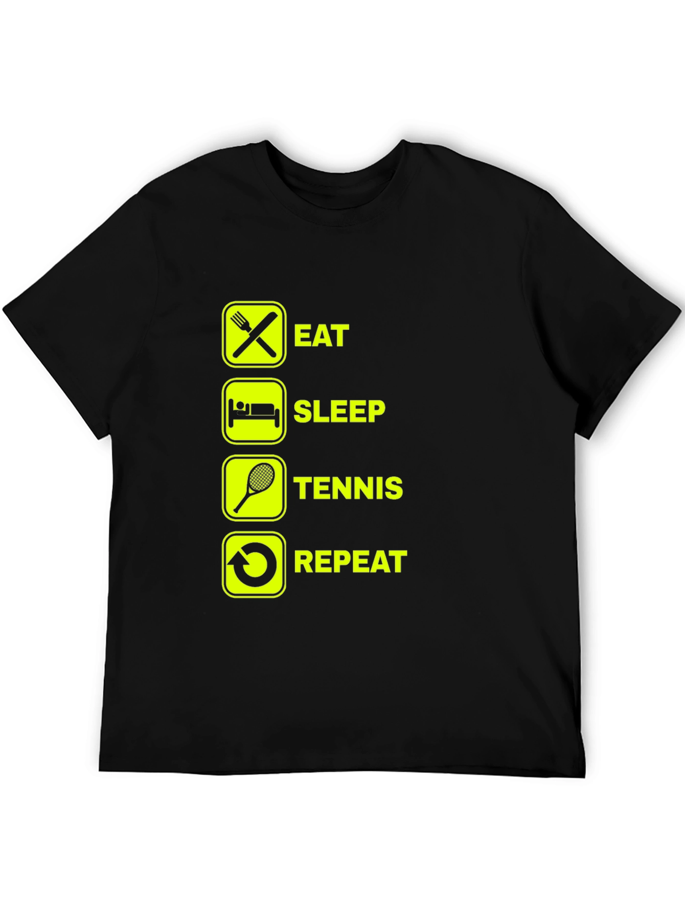 Eat Sleep Tennis Repeat Black T-Shirt