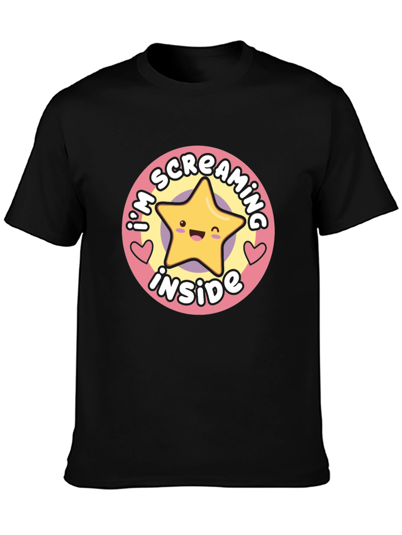 Screaming Inside Star Graphic Black T-Shirt