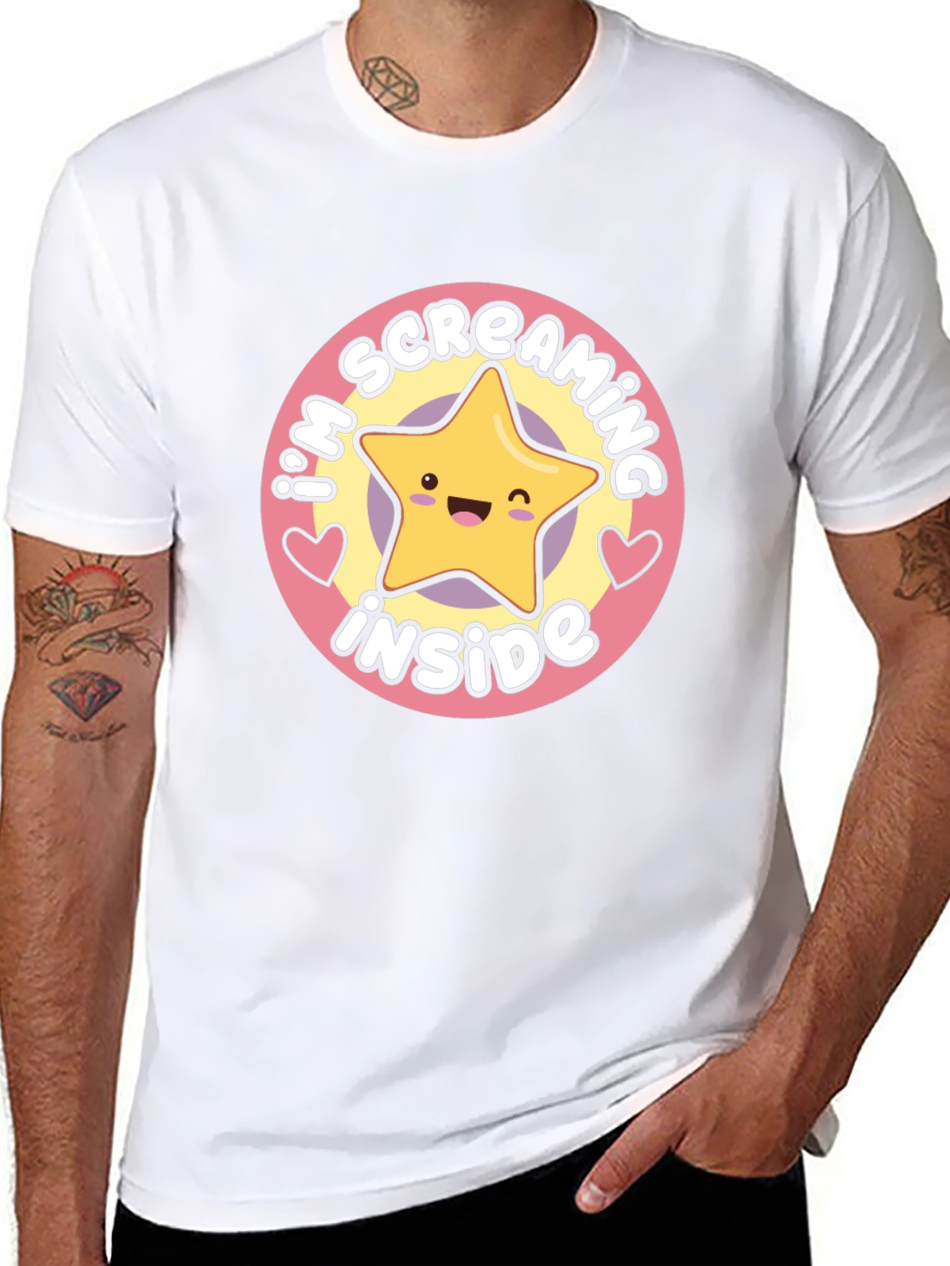 Screaming Inside Star Graphic Black T-Shirt