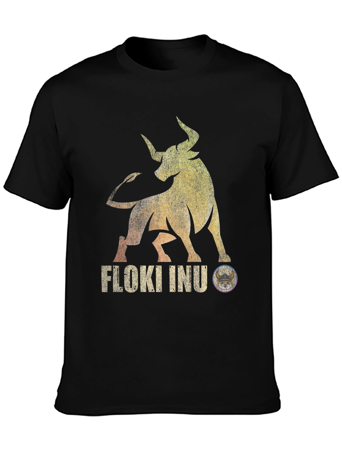 Floki Inu Bull Black T-Shirt - Crypto Viking Tee