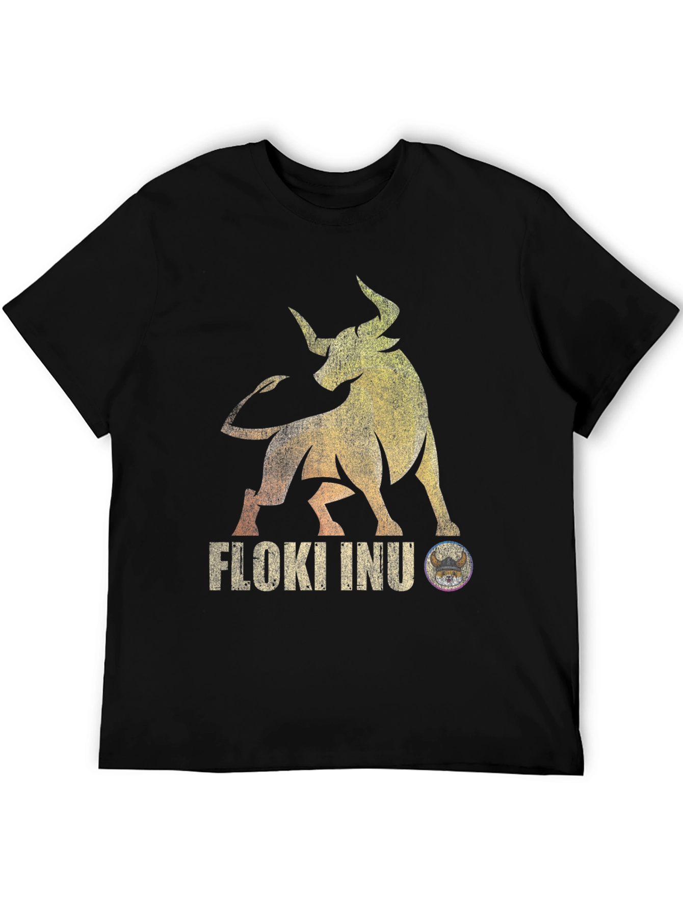Floki Inu Bull Black T-Shirt - Crypto Viking Tee