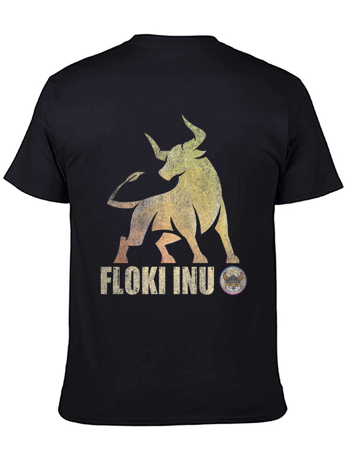 Floki Inu Bull Black T-Shirt - Crypto Viking Tee