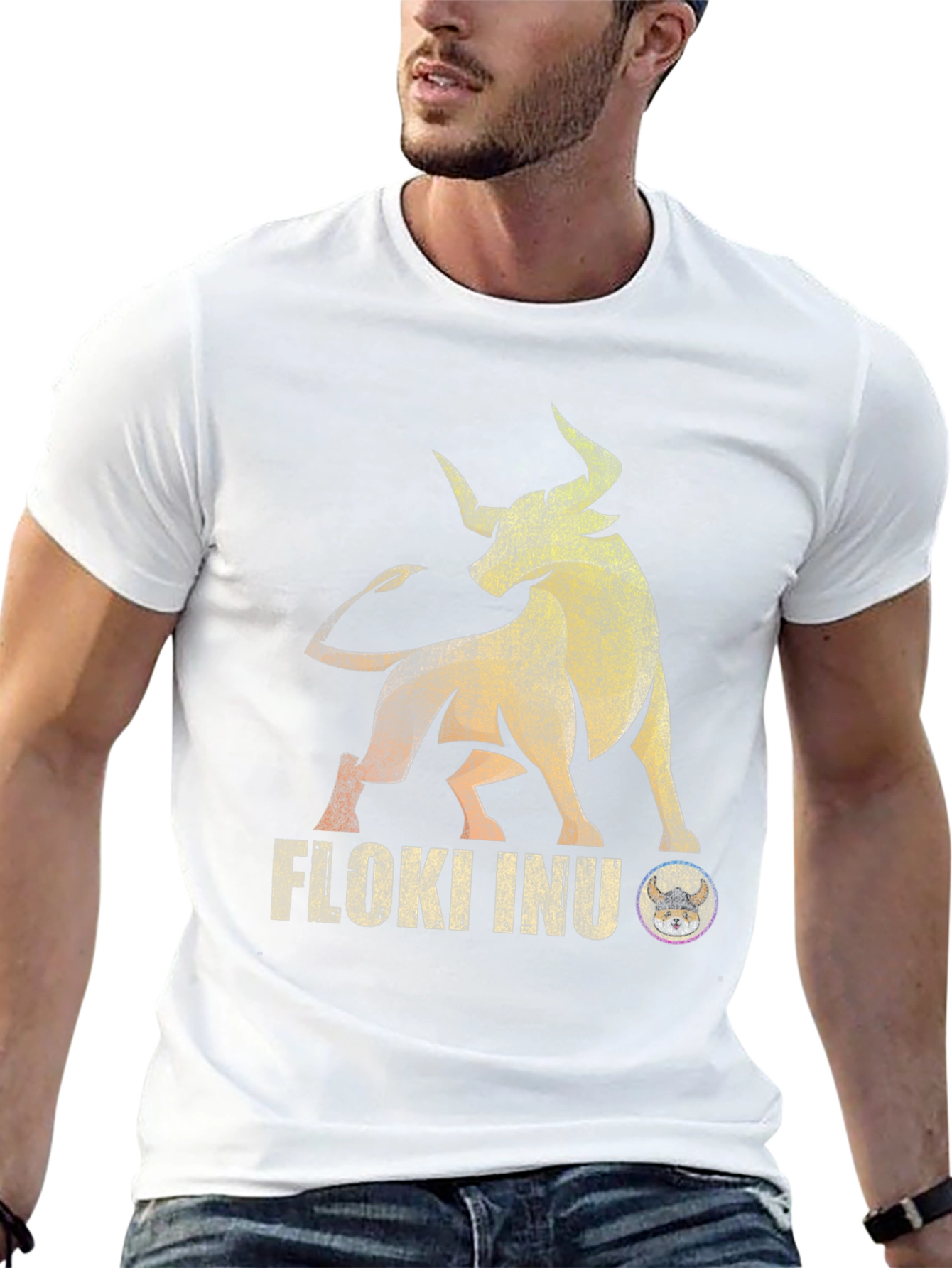 Floki Inu Bull Black T-Shirt - Crypto Viking Tee