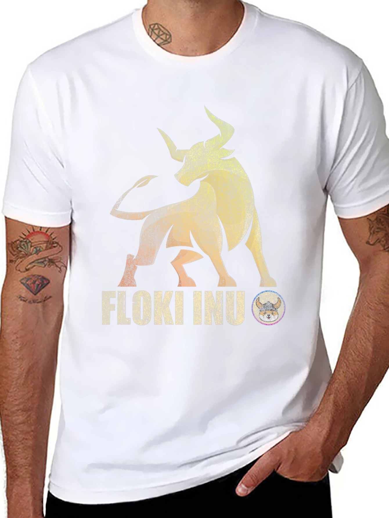 Floki Inu Bull Black T-Shirt - Crypto Viking Tee