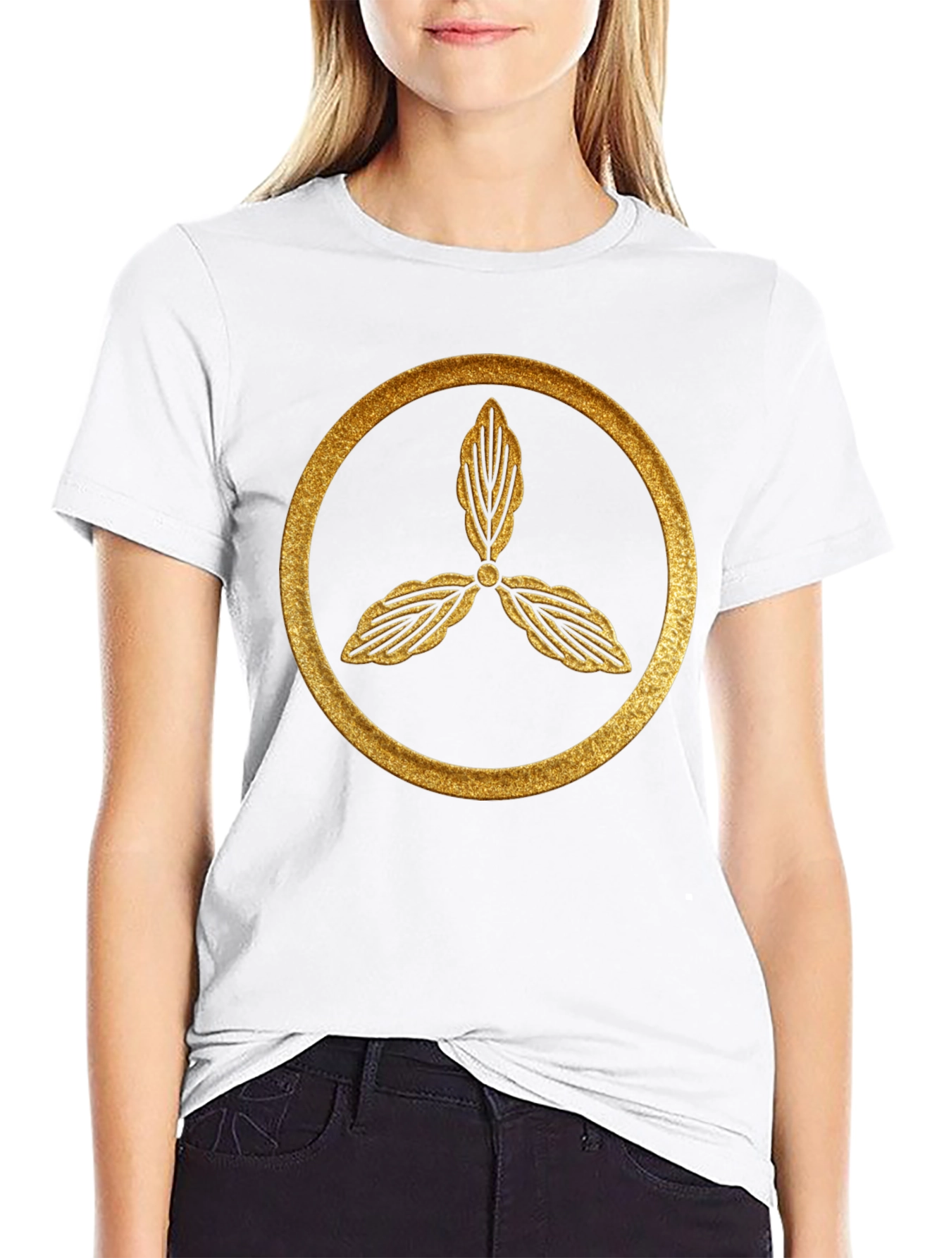 Elegant Gold Leaf Circle Graphic Tee