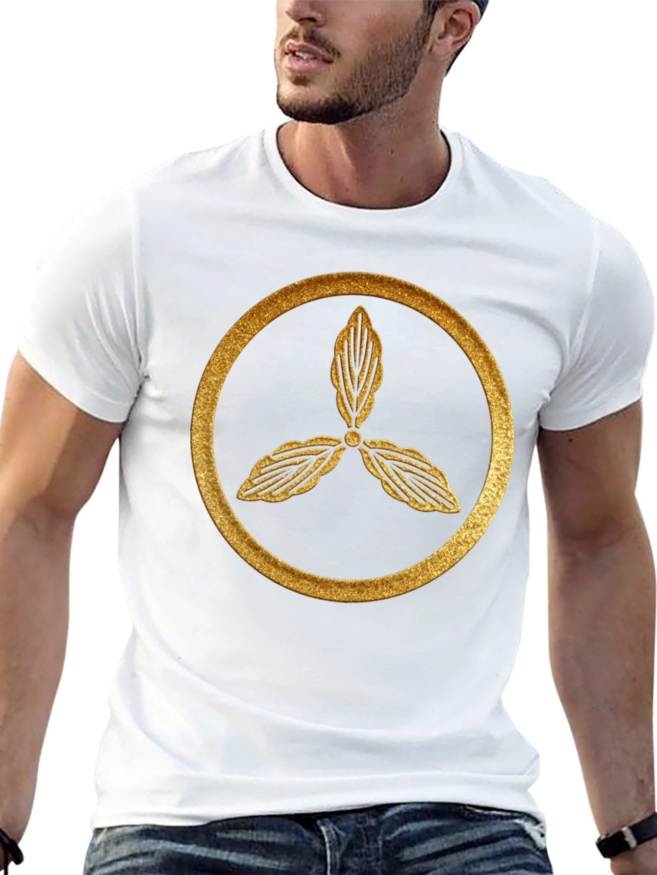 Elegant Gold Leaf Circle Graphic Tee