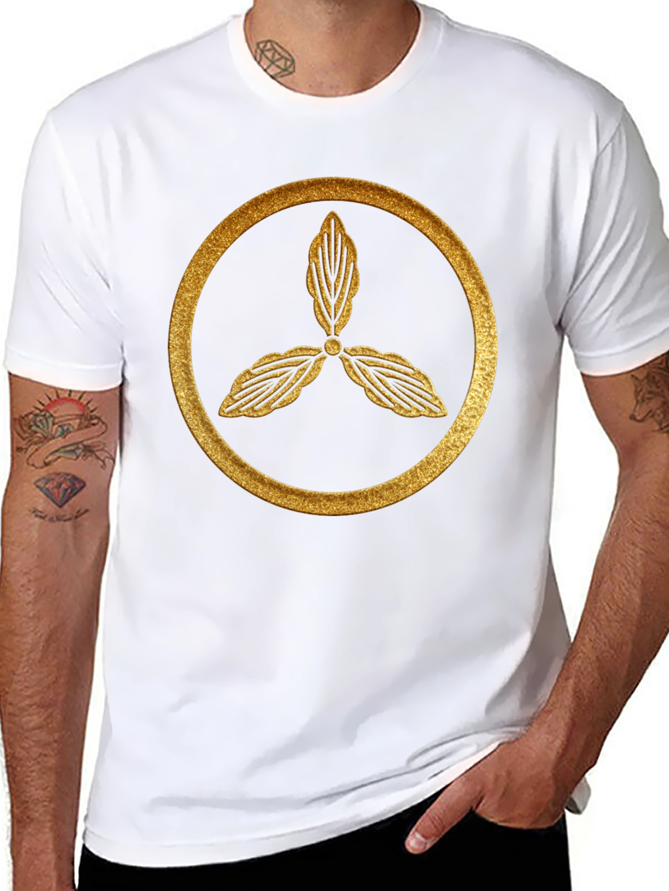 Elegant Gold Leaf Circle Graphic Tee