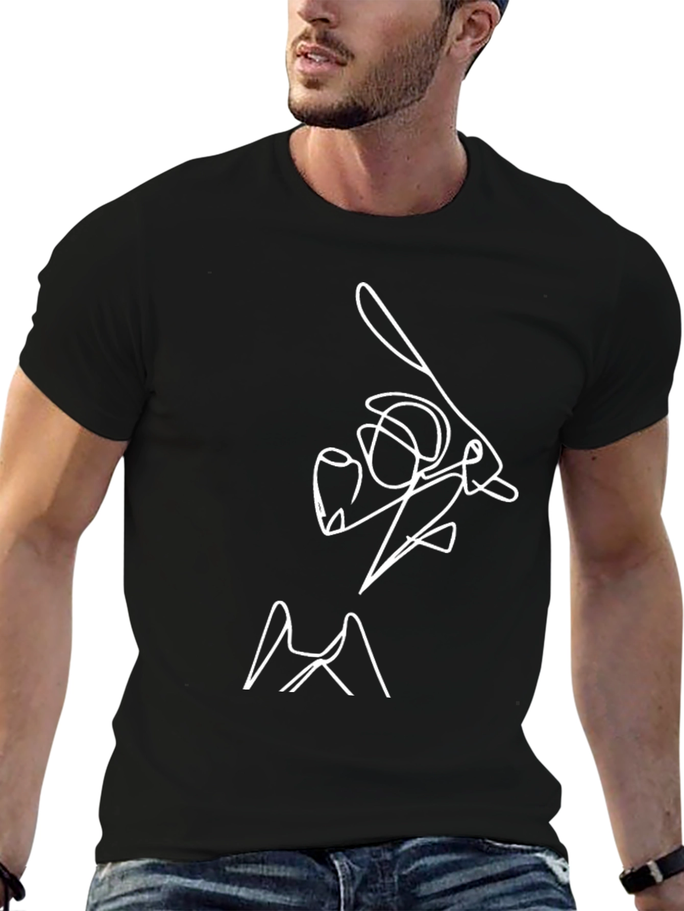 Abstract Baseball Player Graphic T-Shirt