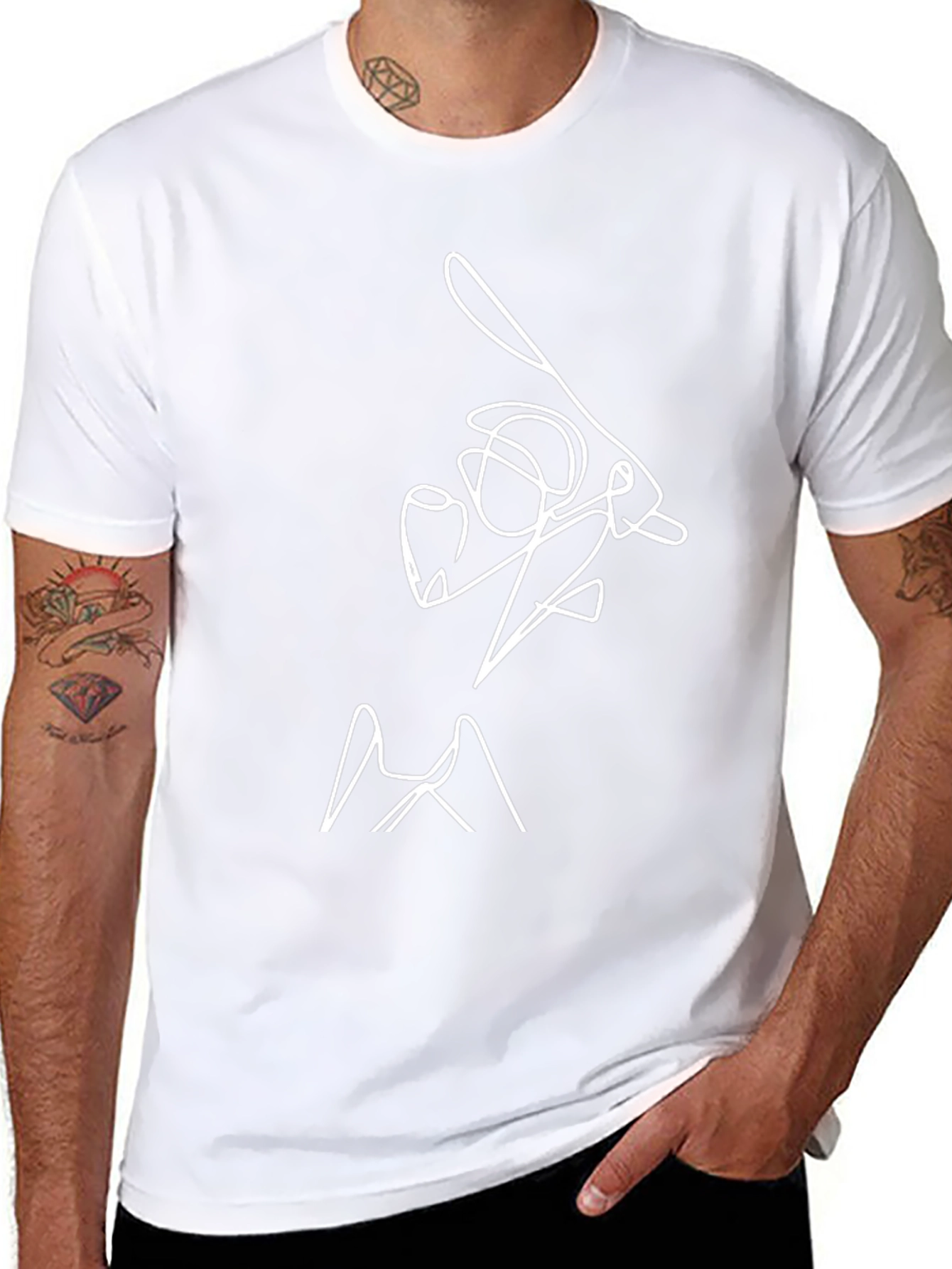 Abstract Baseball Player Graphic T-Shirt