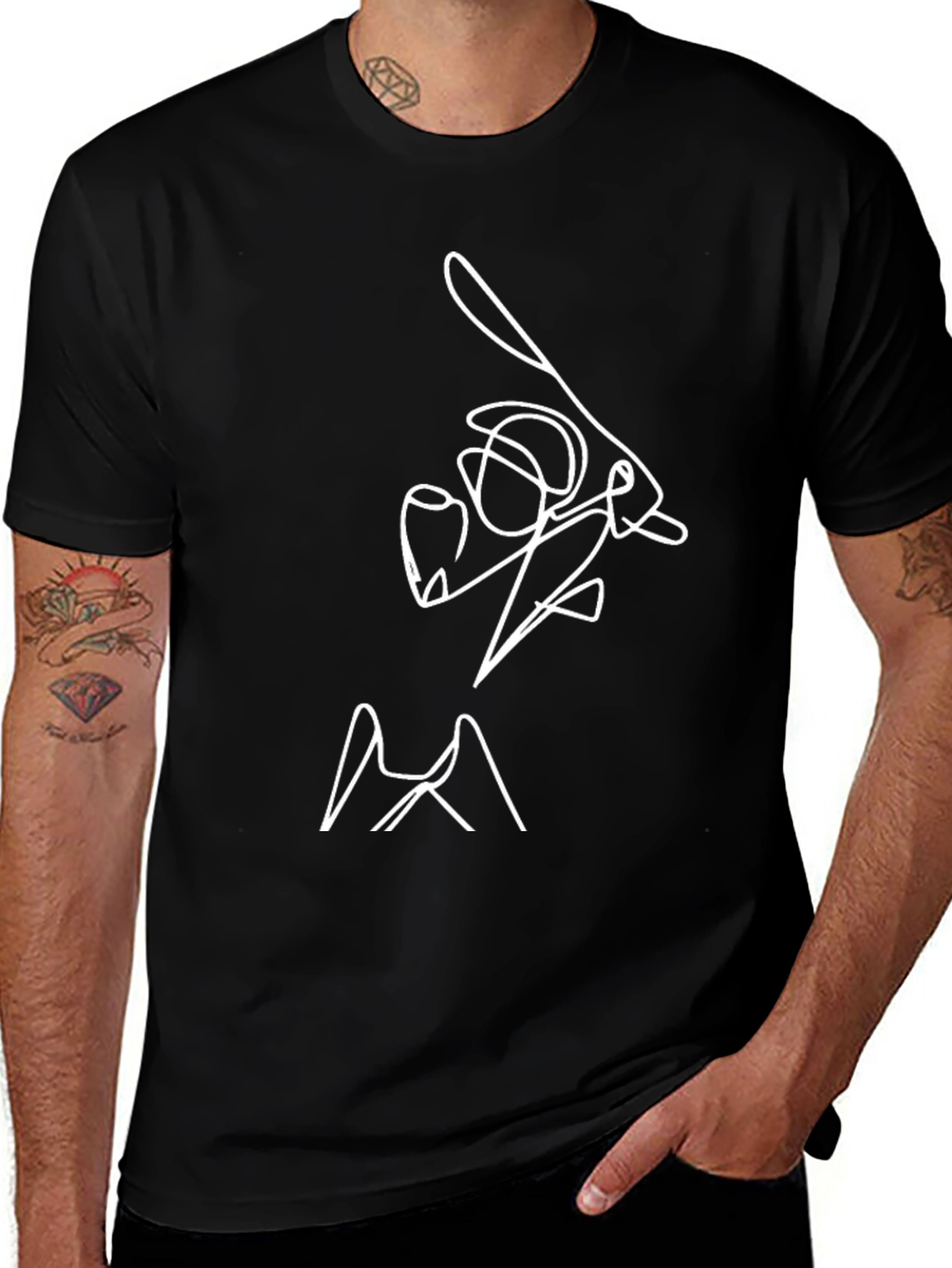 Abstract Baseball Player Graphic T-Shirt