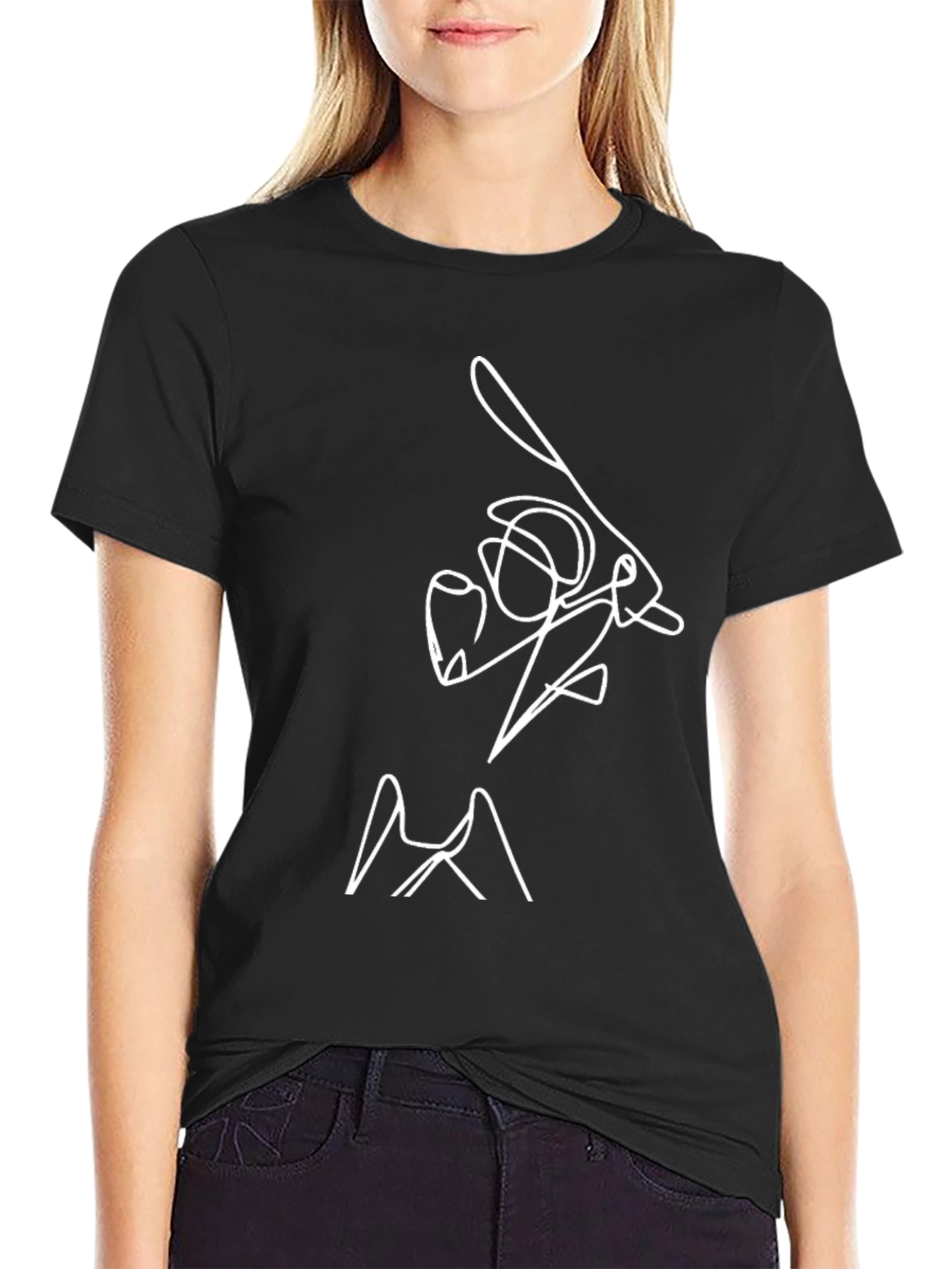 Abstract Baseball Player Graphic T-Shirt