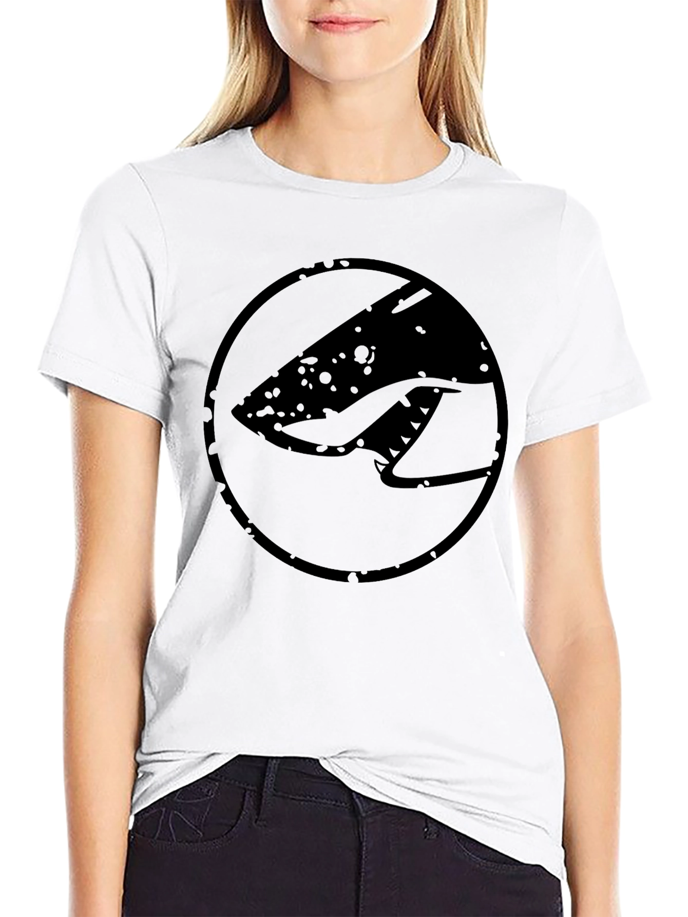 Black Graphic Tee - Shark Logo