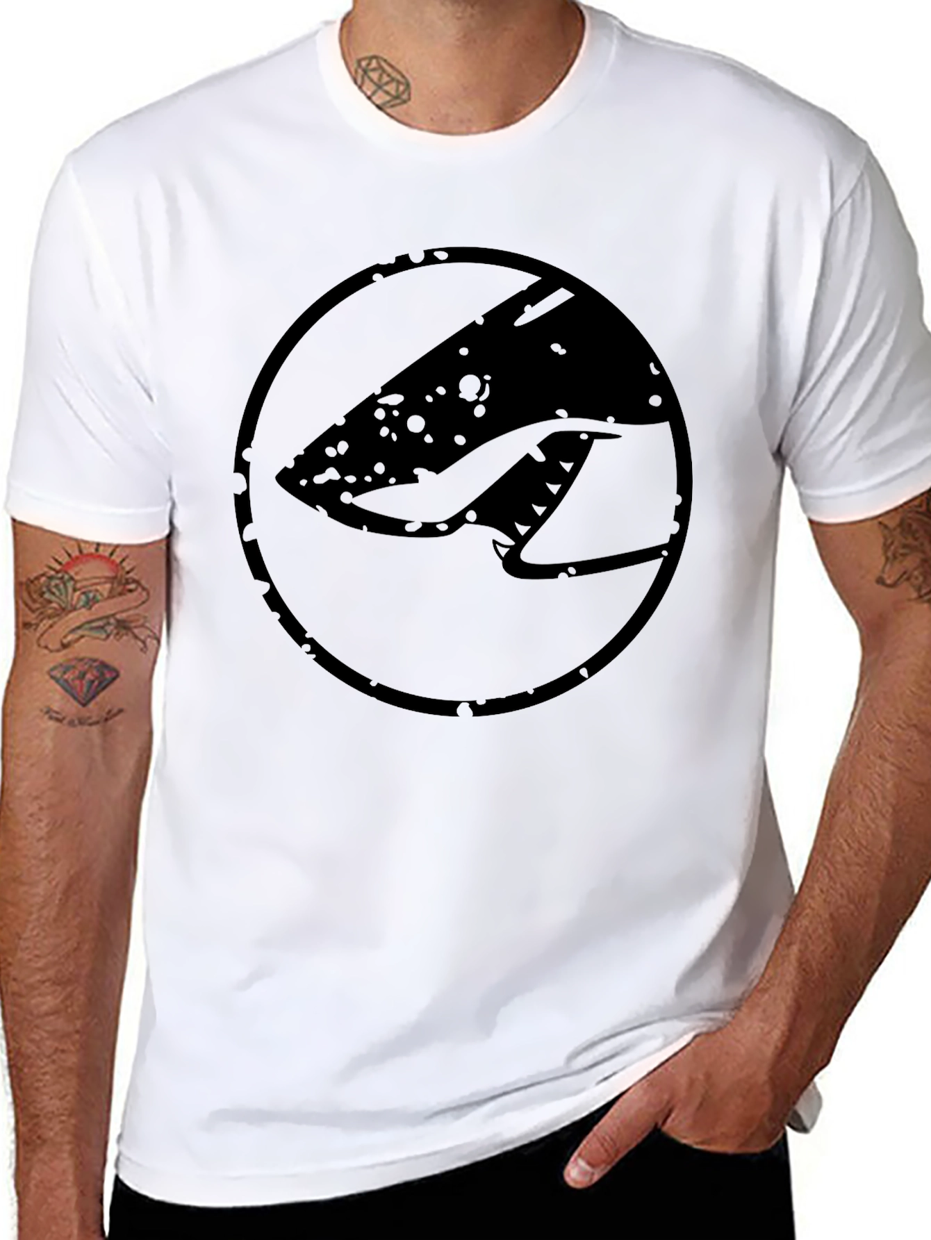 Black Graphic Tee - Shark Logo