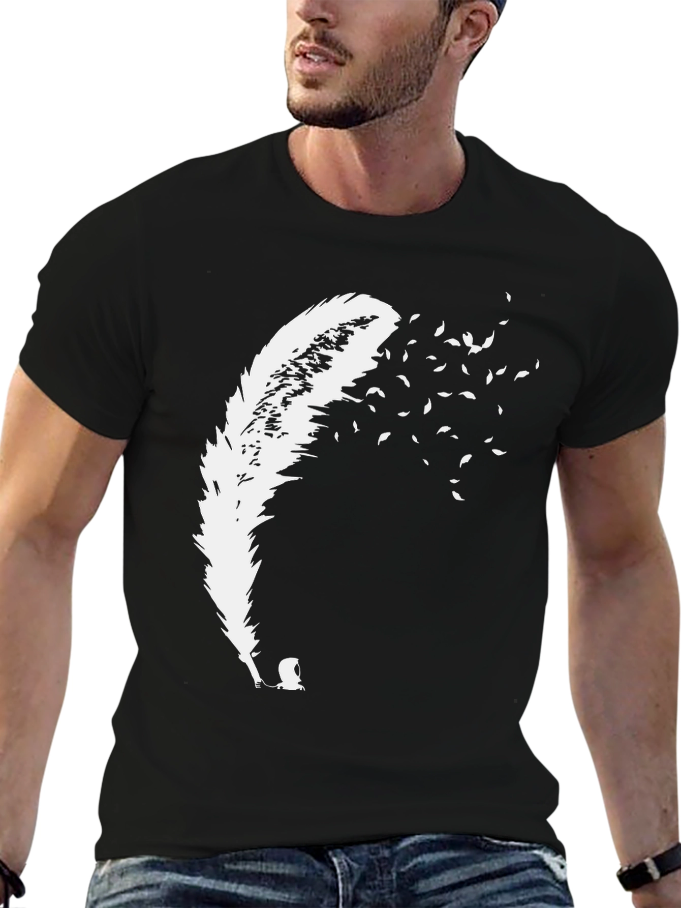 Feather Fade T-Shirt - Black